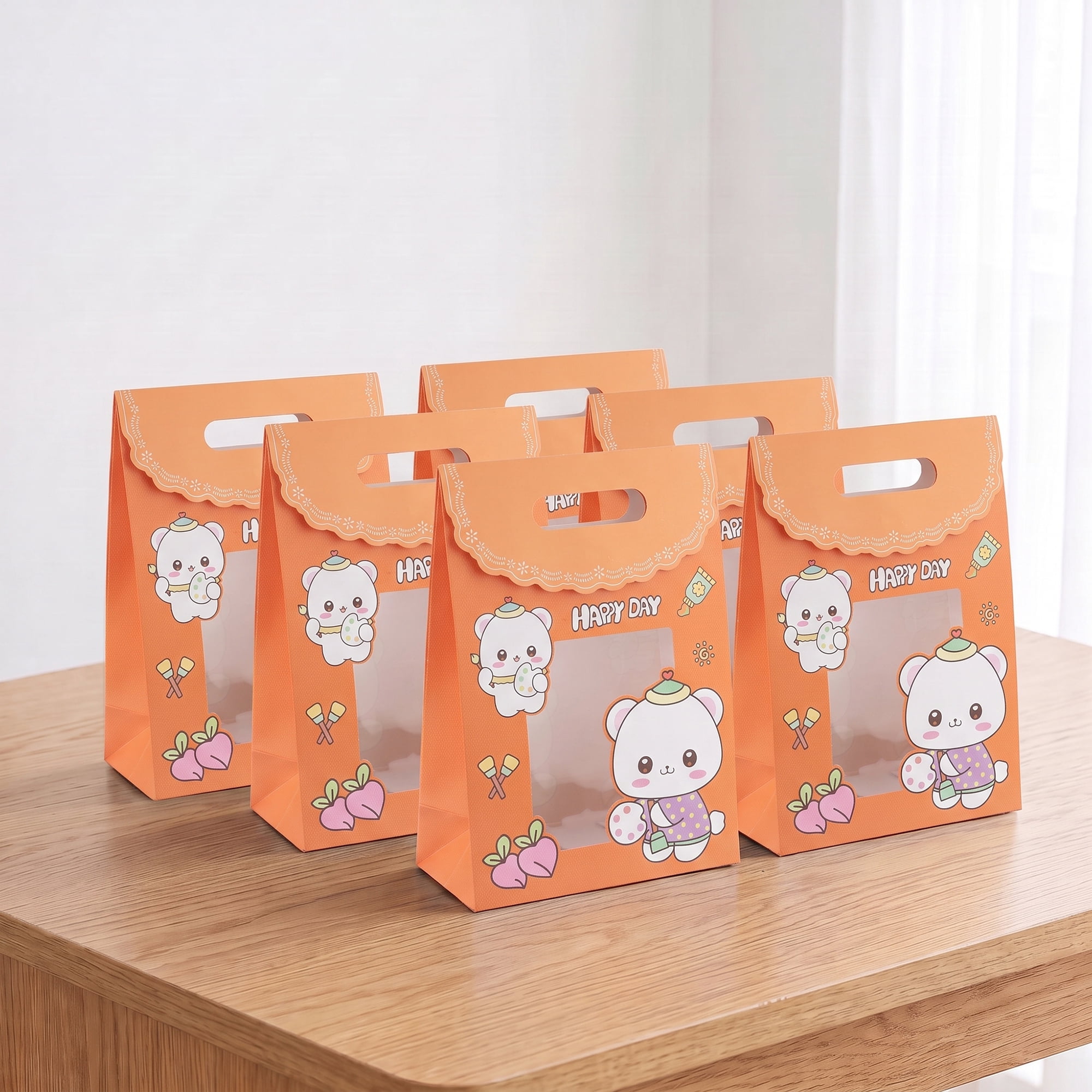 Unique Bargains Stylish Gift Bags with Comfortable Handles Orange 5.9" x 2.8" x 8.3"