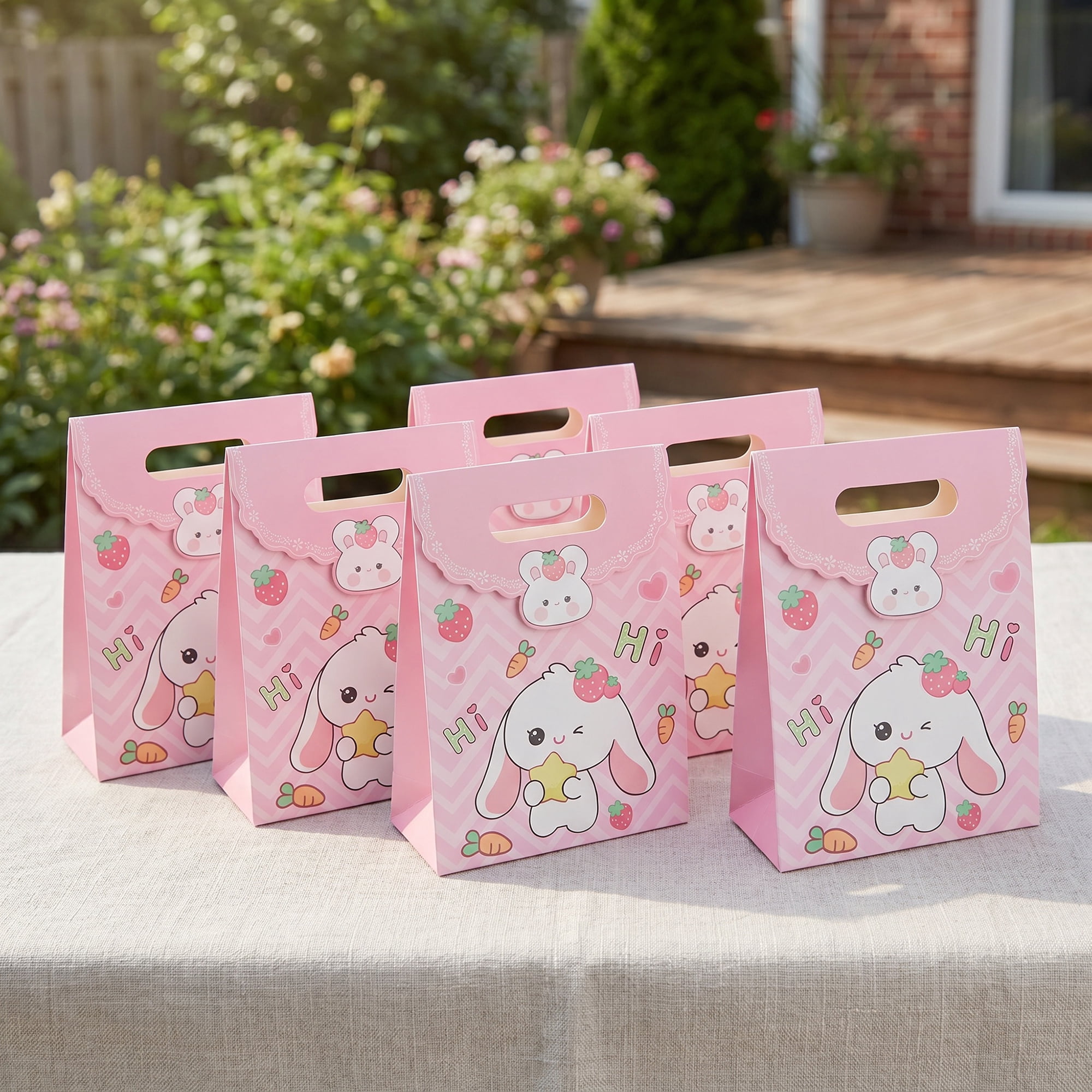Unique Bargains Stylish Gift Bags with Comfortable Handles Pink 5.9" x 2.8" x 8.3"