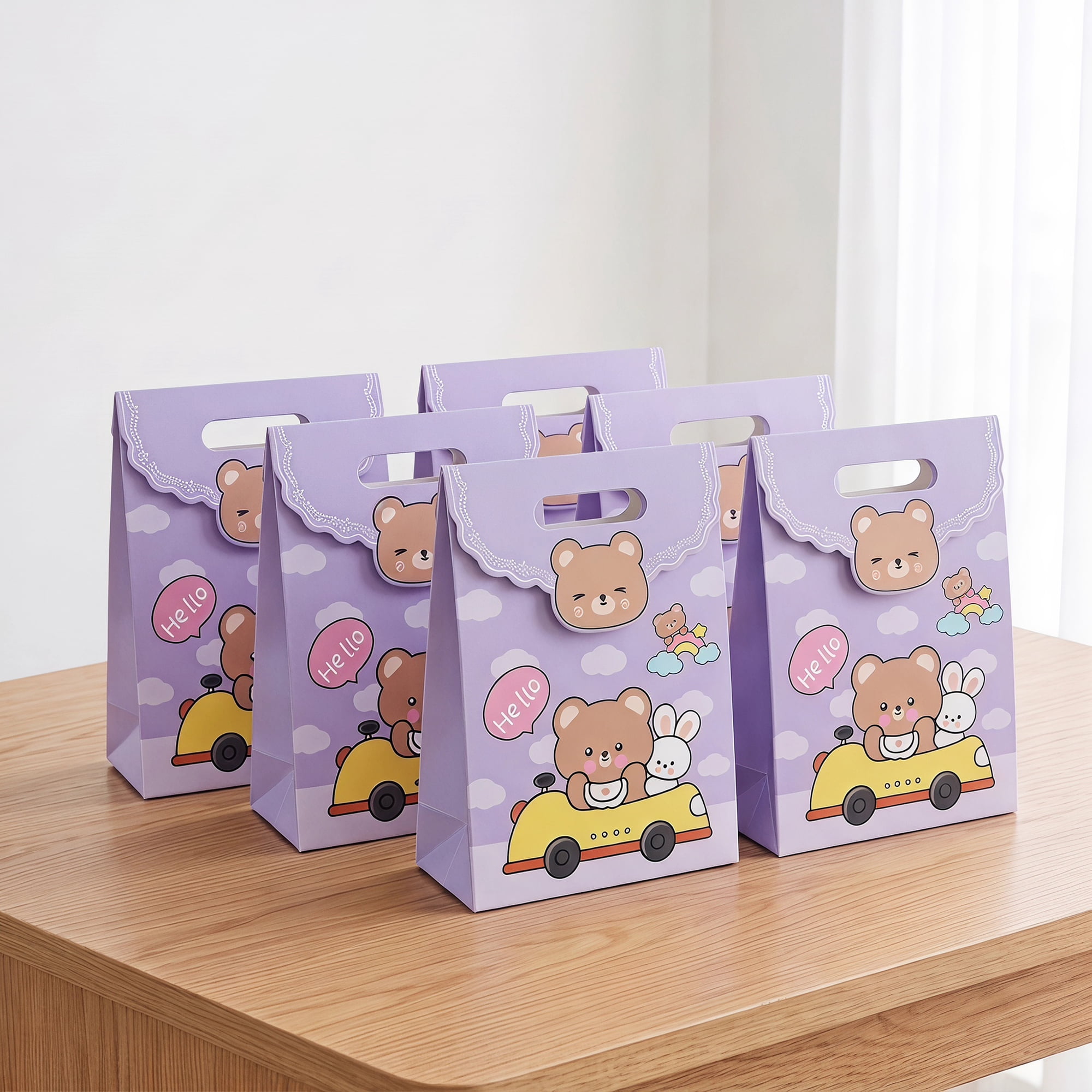 Unique Bargains Stylish Gift Bags with Comfortable Handles Purple Bear 5.9" x 2.8" x 8.3"