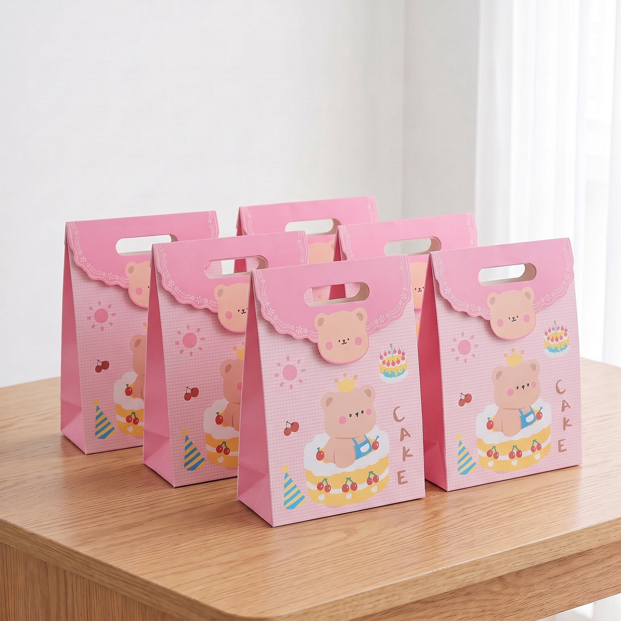 Unique Bargains Stylish Gift Bags with Comfortable Handles Rose Red 5.9" x 2.8" x 8.3"