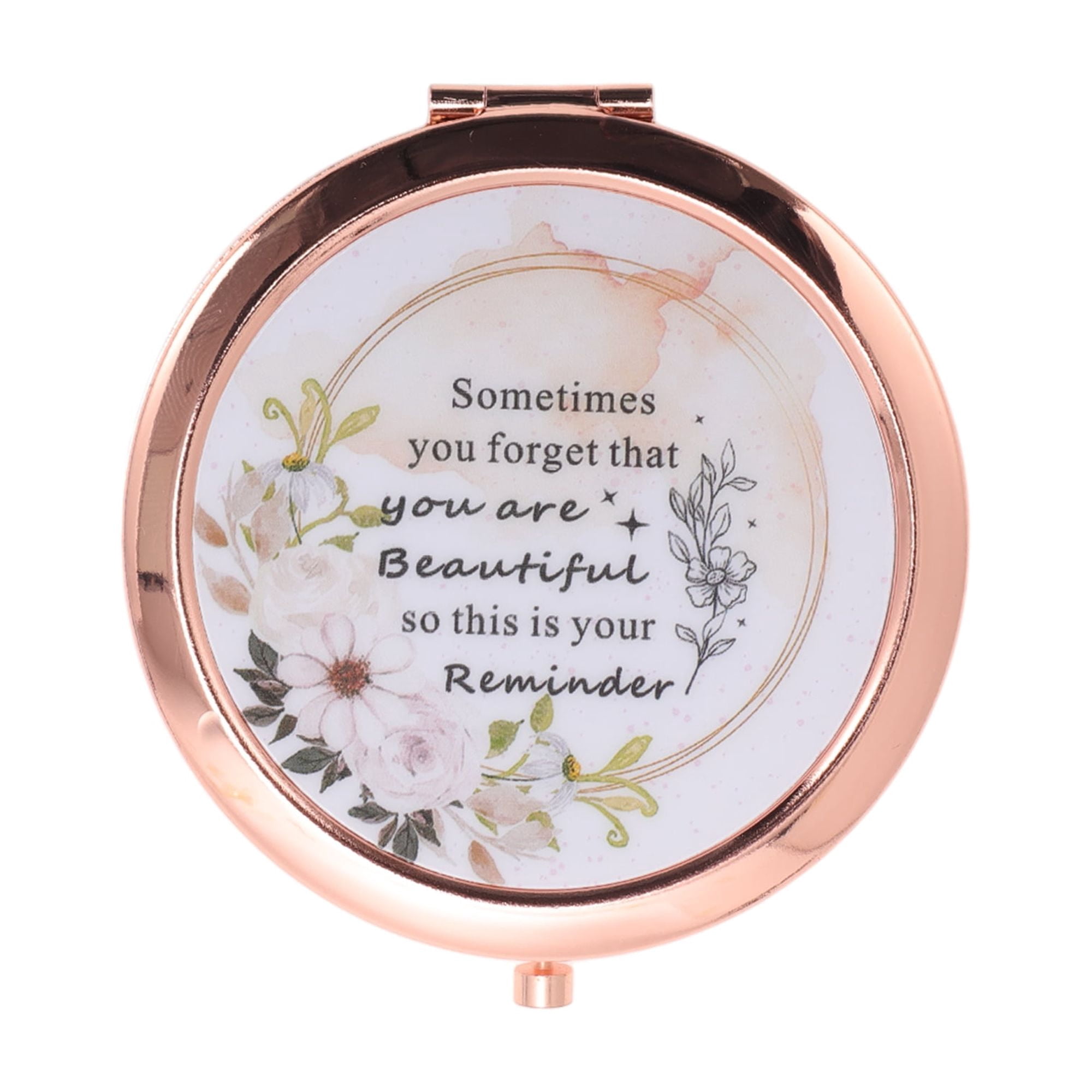 Unique Bargains Stylish Makeup Mirror Rose Gold Tone 2.76"x 2.76"x 0.39"