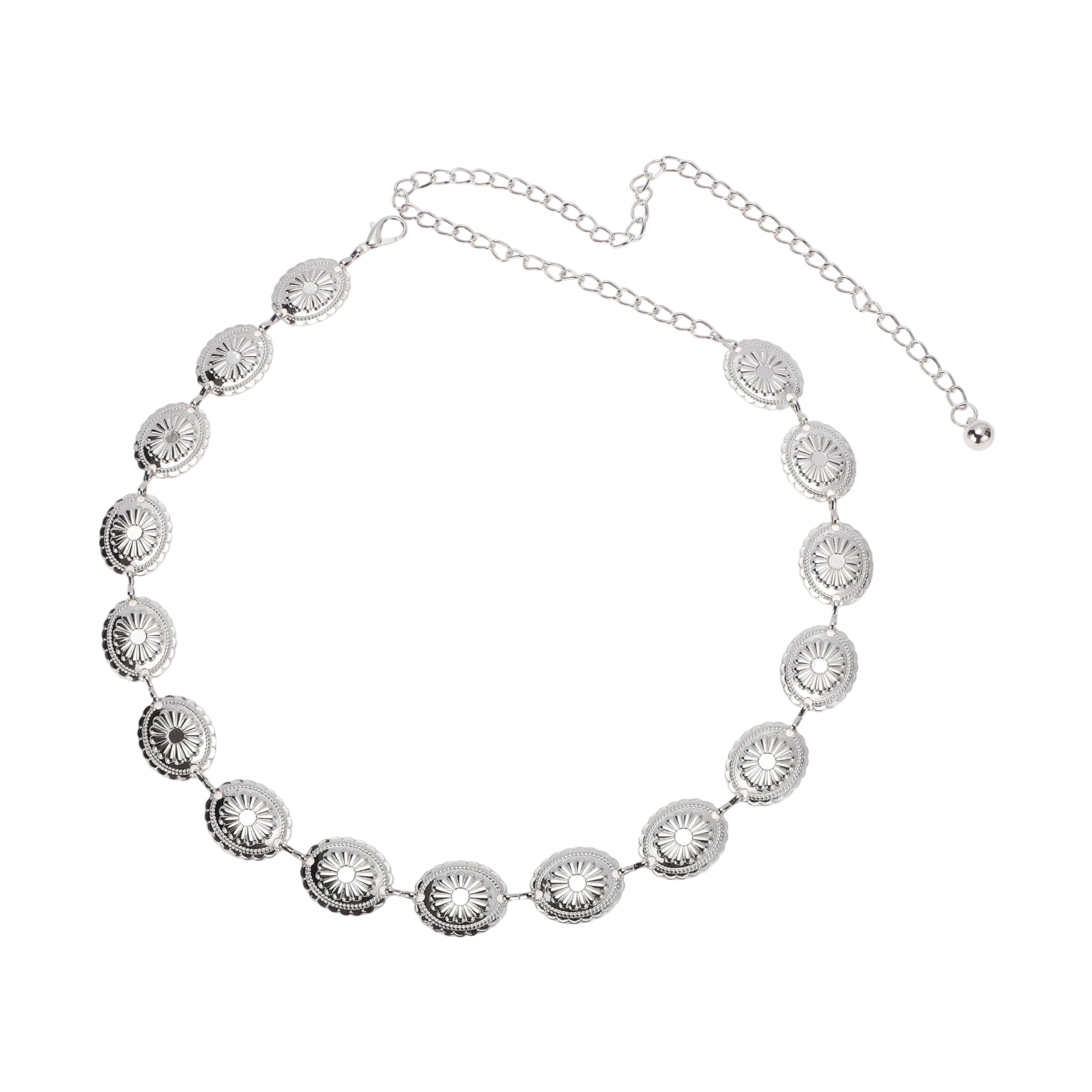 Unique Bargains Stylish Oval Design Waist Chain for Women Silver Tone 1Pc
