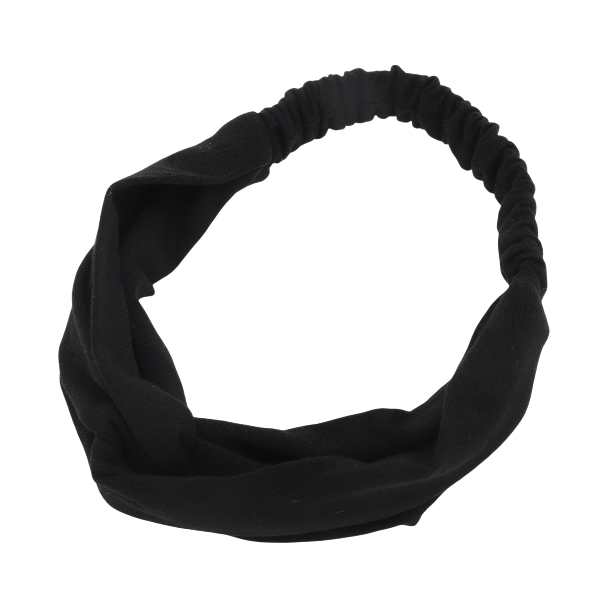 Unique Bargains Stylish Simple Solid Elastic Cross Headwrap Black
