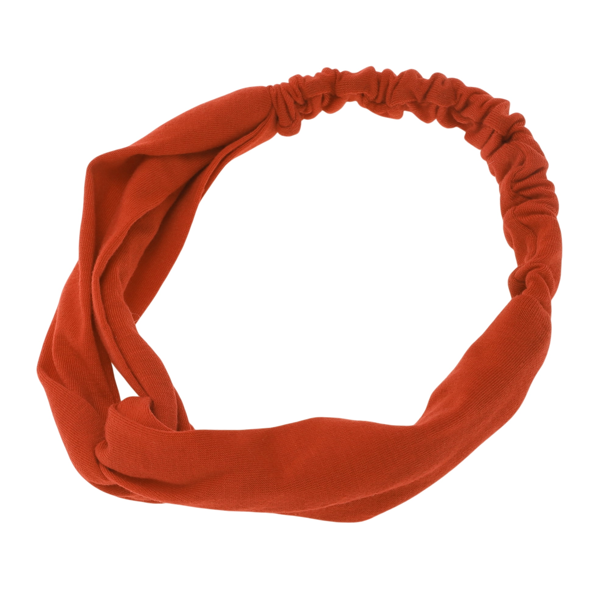 Unique Bargains Stylish Simple Solid Elastic Cross Headwrap Brick Red