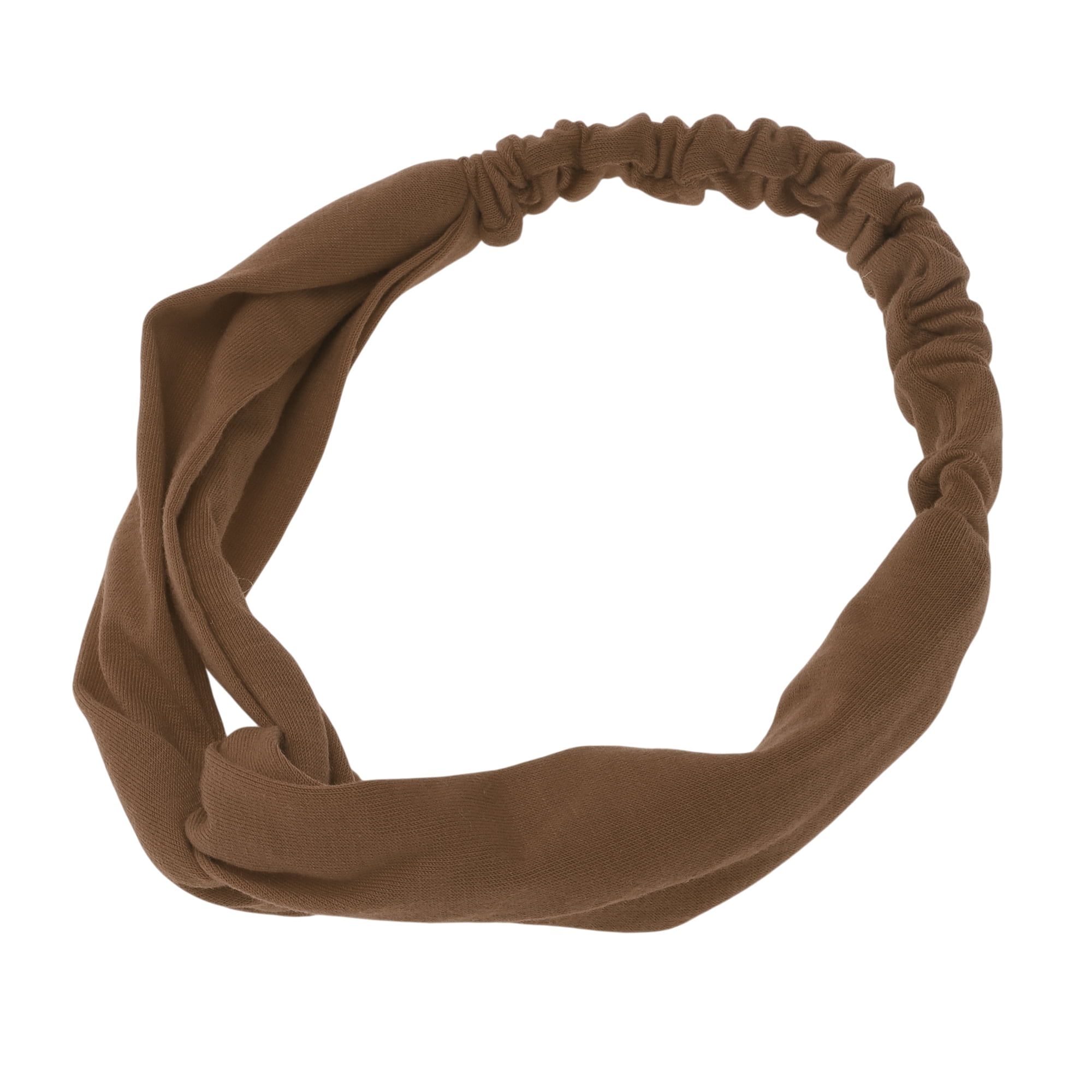 Unique Bargains Stylish Simple Solid Elastic Cross Headwrap Camel