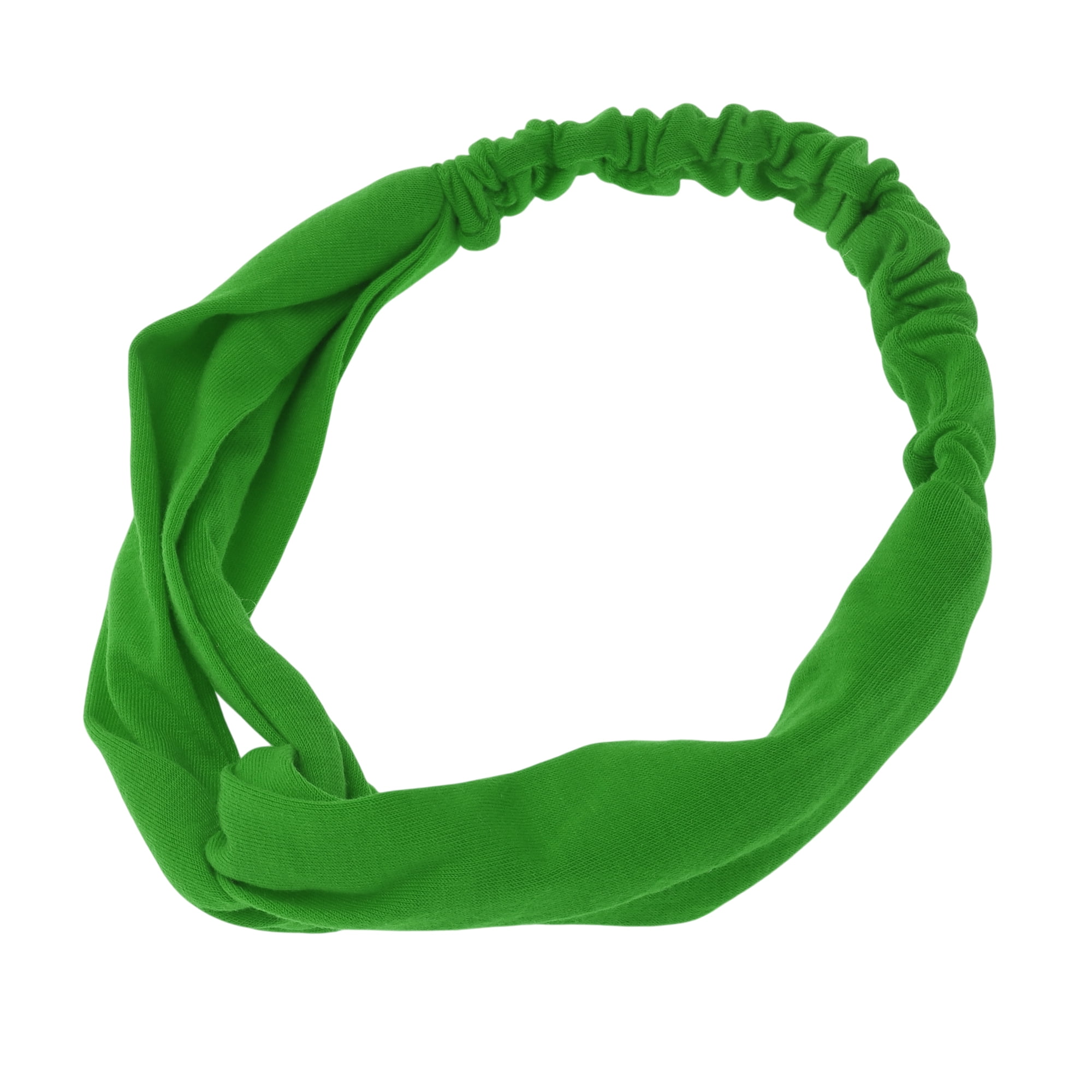 Unique Bargains Stylish Simple Solid Elastic Cross Headwrap Grass Green