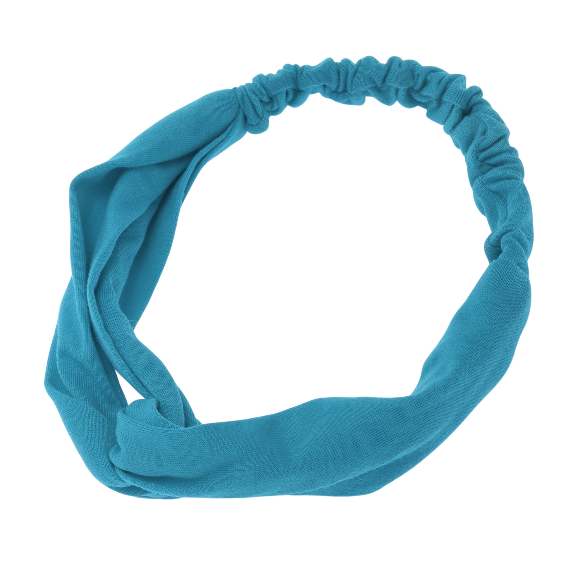 Unique Bargains Stylish Simple Solid Elastic Cross Headwrap Light Blue