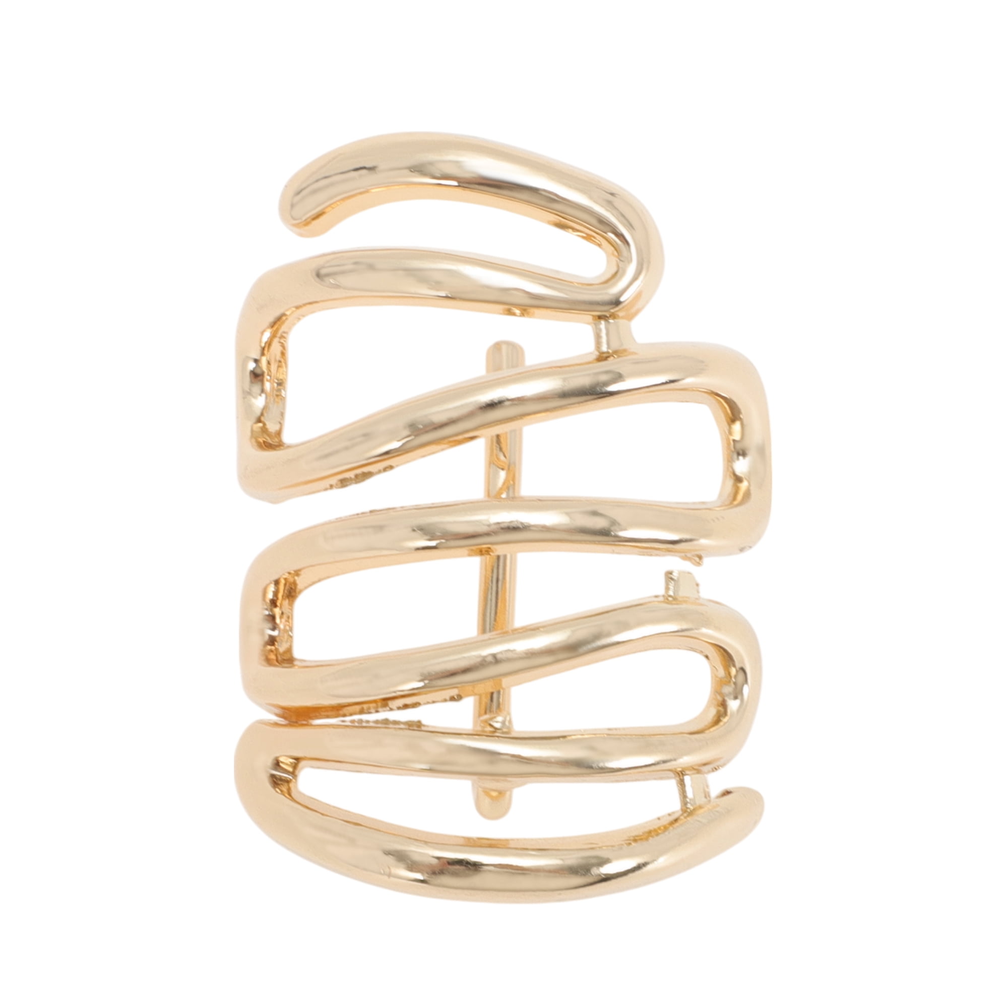 Unique Bargains Stylish Stacked Lines Ponytail Buckle Hair Clip for Women 1 Pc Gold Tone