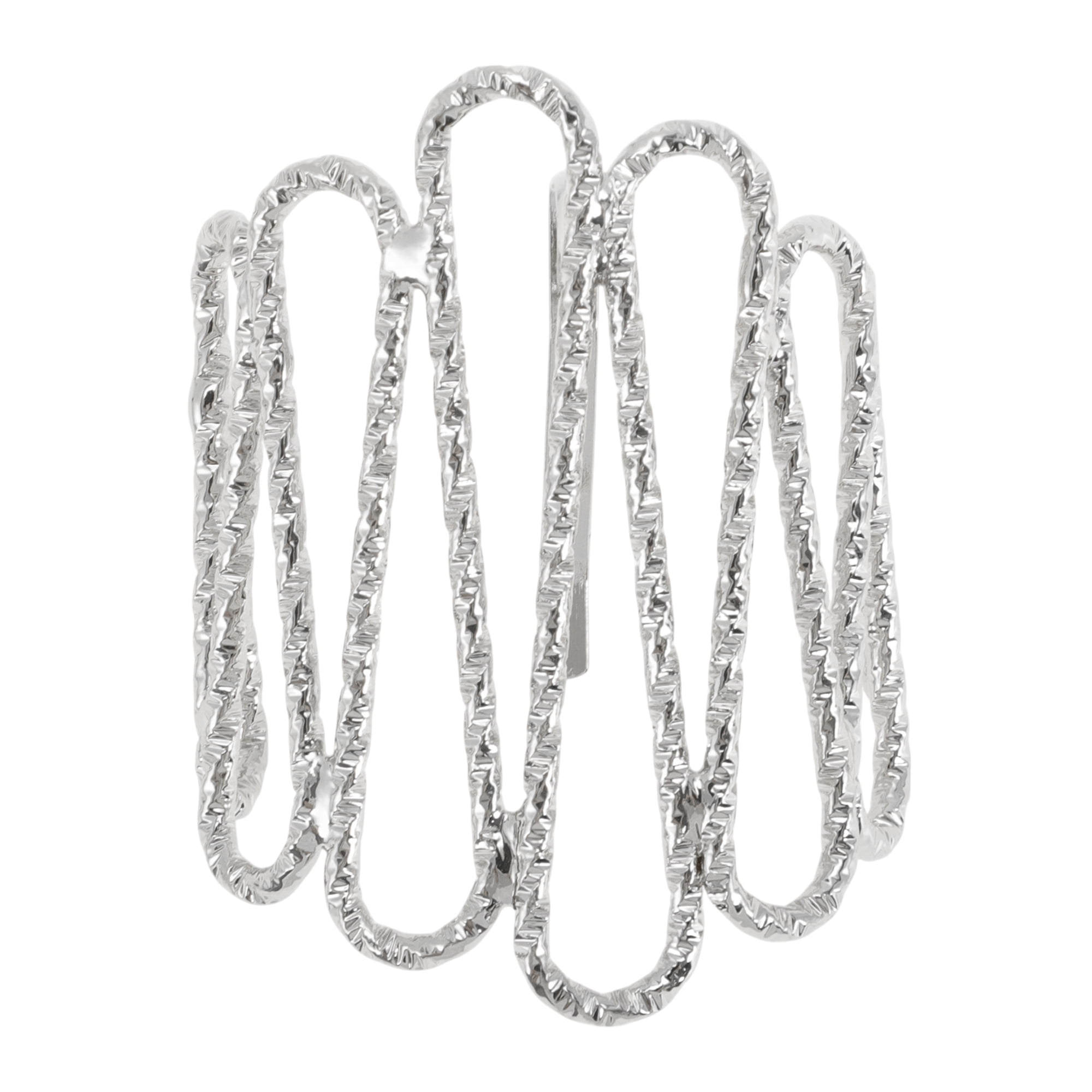 Unique Bargains Stylish Textured Ponytail Buckle Hair Clip for Women 1 Pc Silver Tone