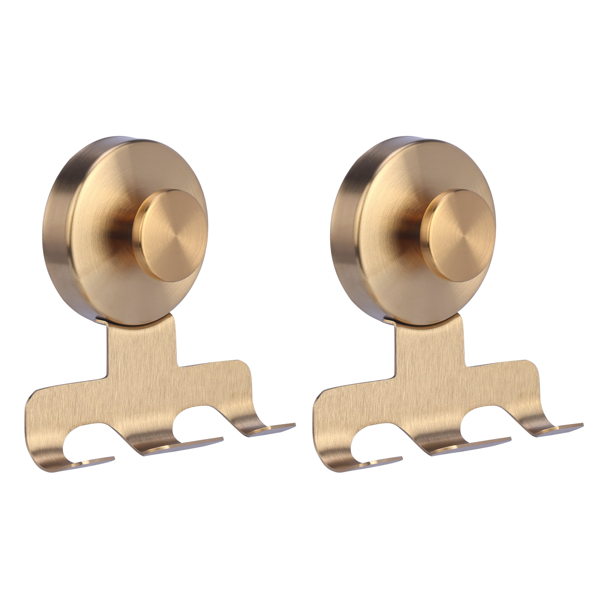 Unique Bargains Suction Cup Hooks for Shower 2-Pack Wall Hooks for Hanging Gold