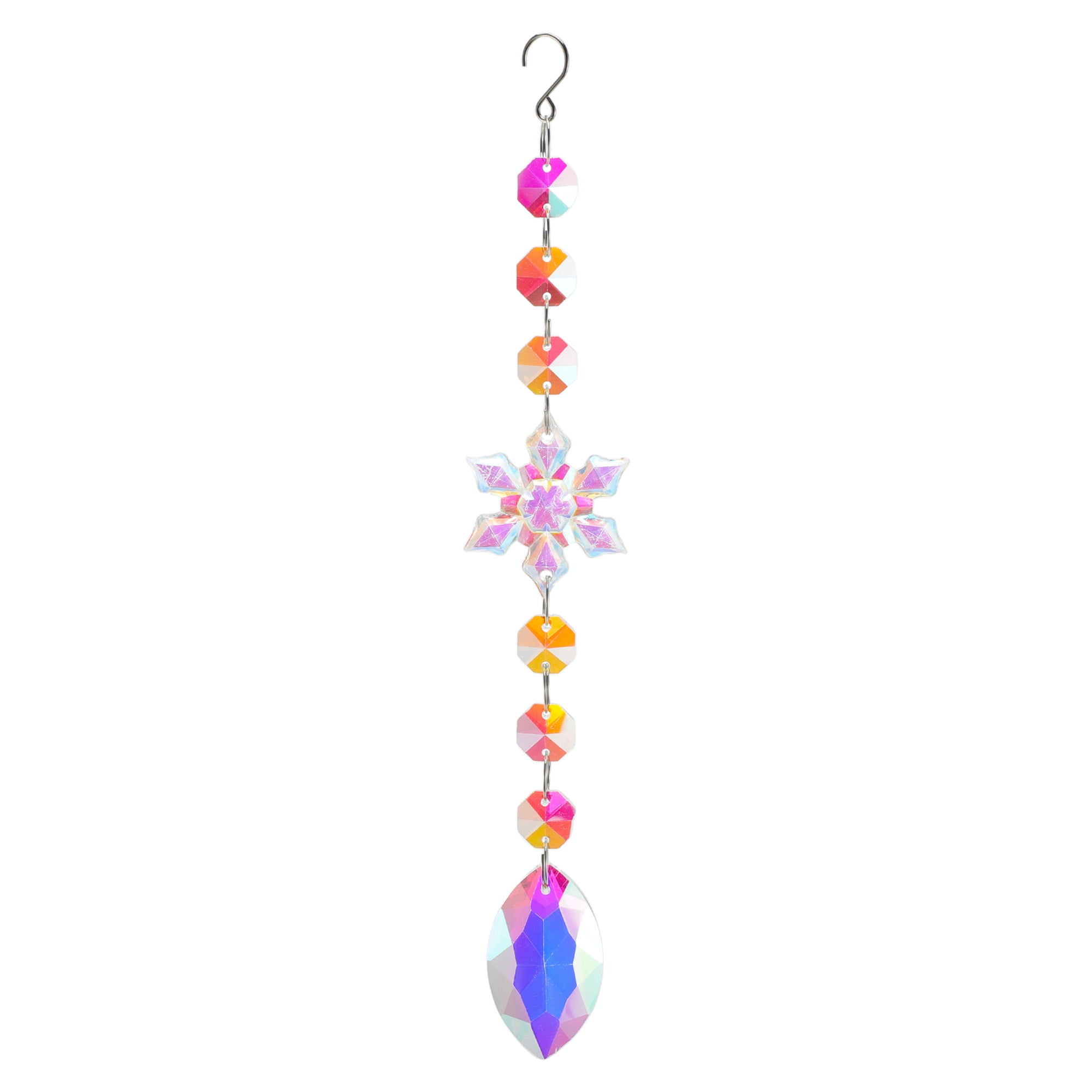 Unique Bargains Sun Catcher Crystal Wind Whirl for Indoor Hanging Silver 10.63"