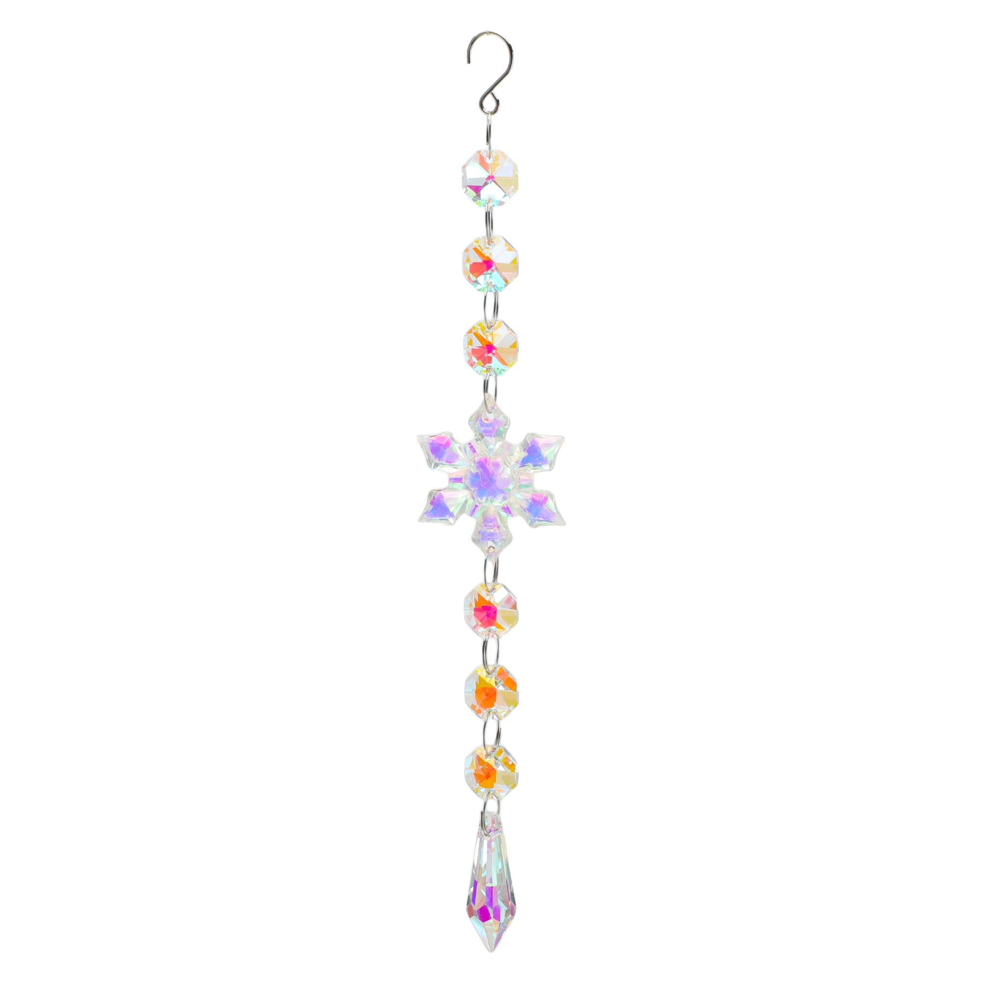 Unique Bargains Sun Catcher Crystal Wind Whirl for Indoor Hanging Silver 9.45"