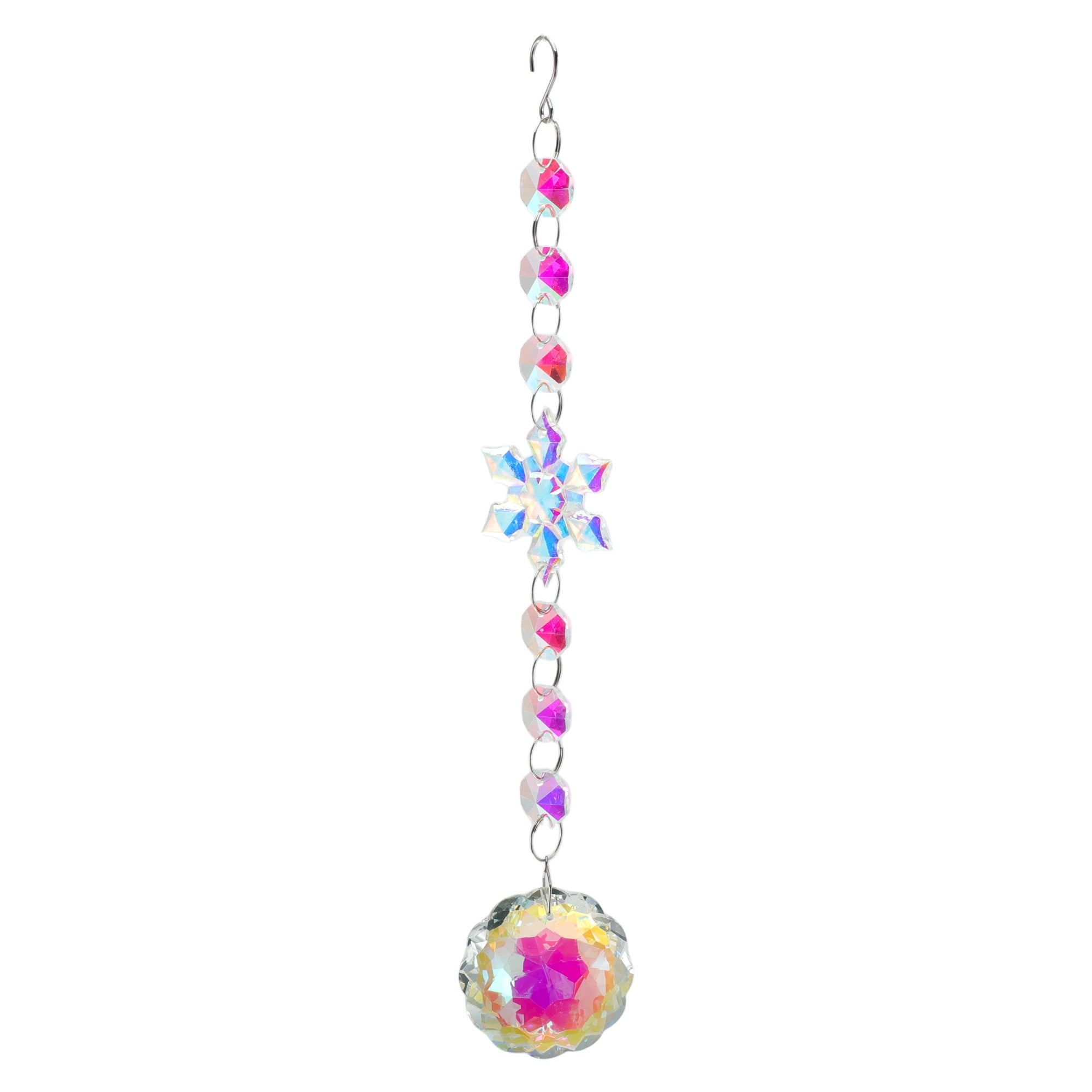 Unique Bargains Sun Catcher Crystal Wind Whirl for Indoor Hanging Silver 9.65"