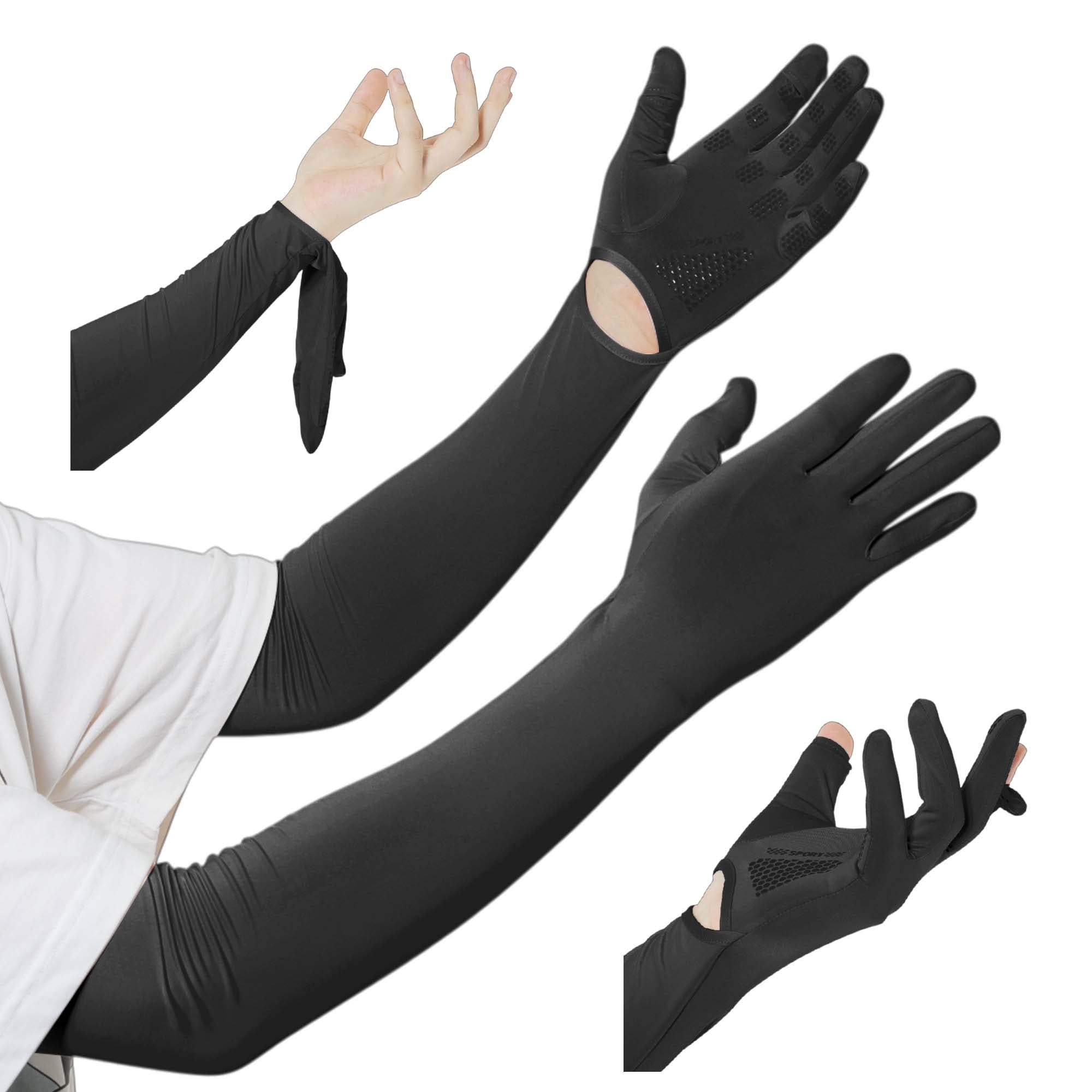 Unique Bargains Sun Protection Cooling Sleeves Compression Tattoo Cover Up Black