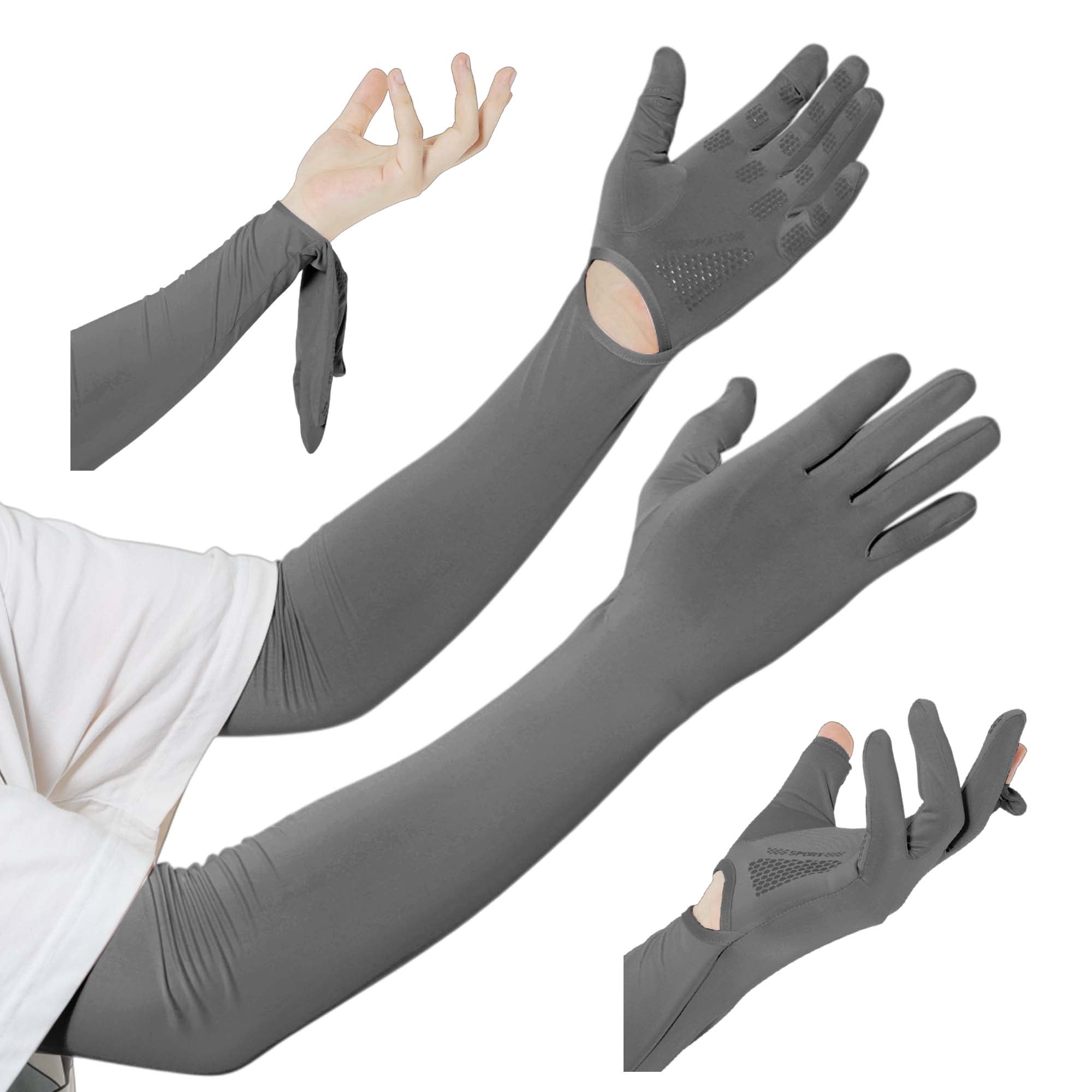 Unique Bargains Sun Protection Cooling Sleeves Compression Tattoo Cover Up Deep Gray