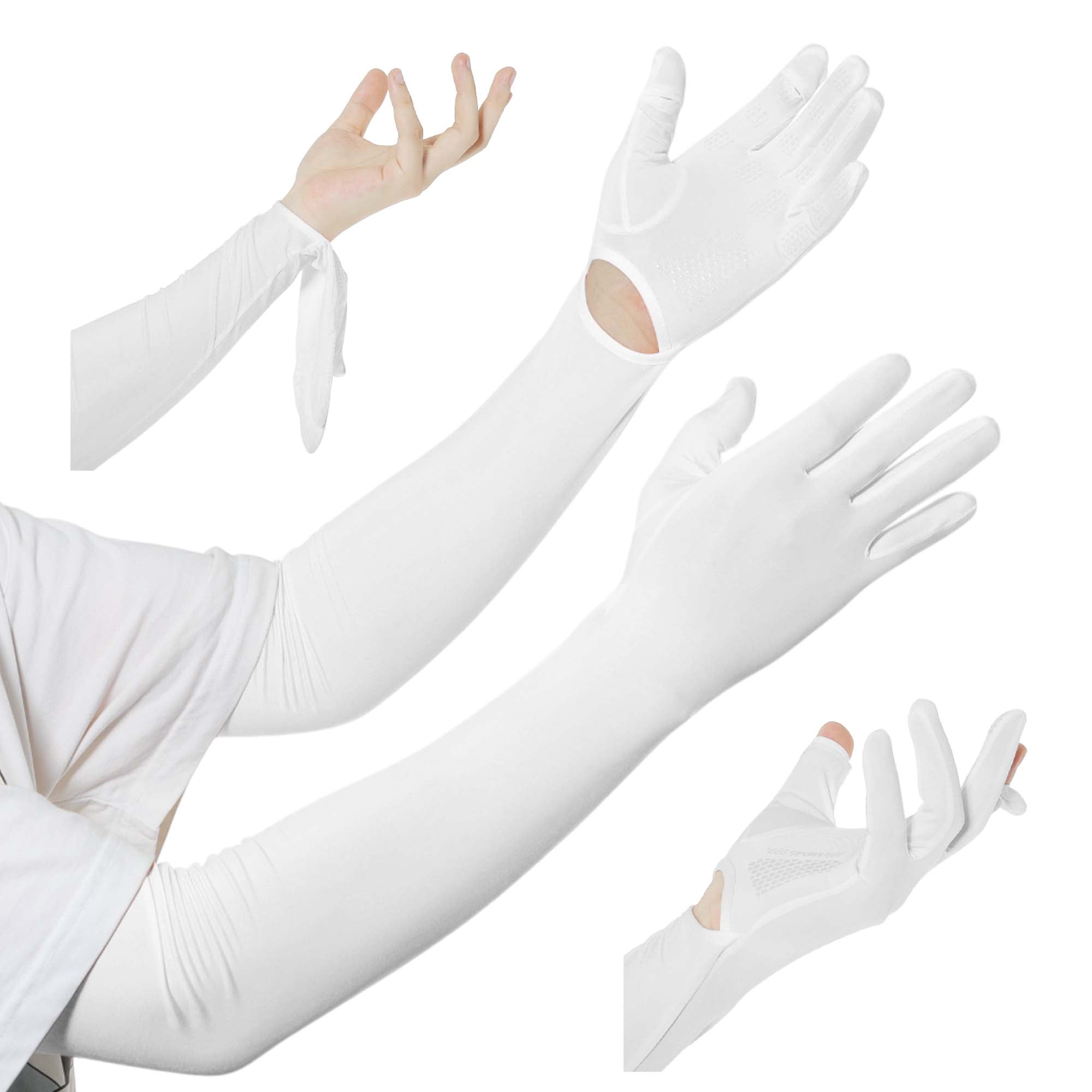 Unique Bargains Sun Protection Cooling Sleeves Compression Tattoo Cover Up White