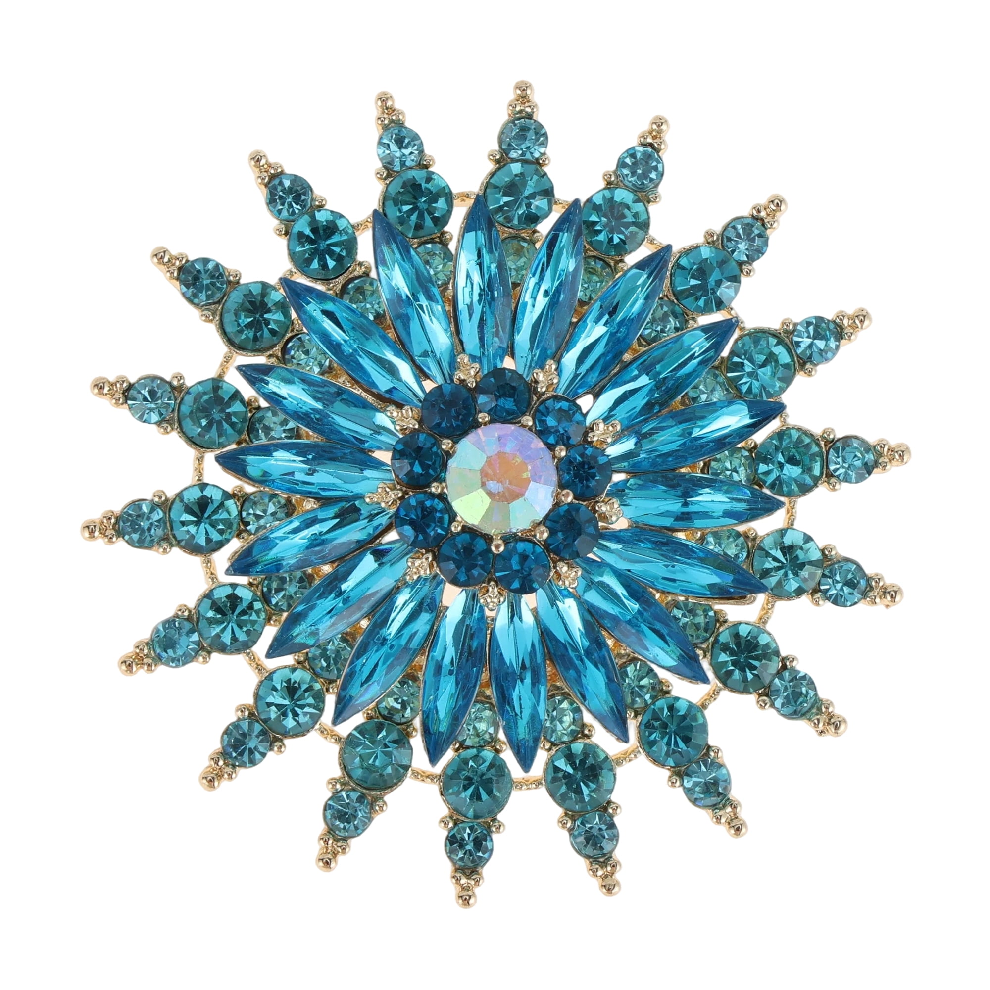 Unique Bargains Sunflower Rhinestone Brooch for Fashionable Accessories and Outfits Blue