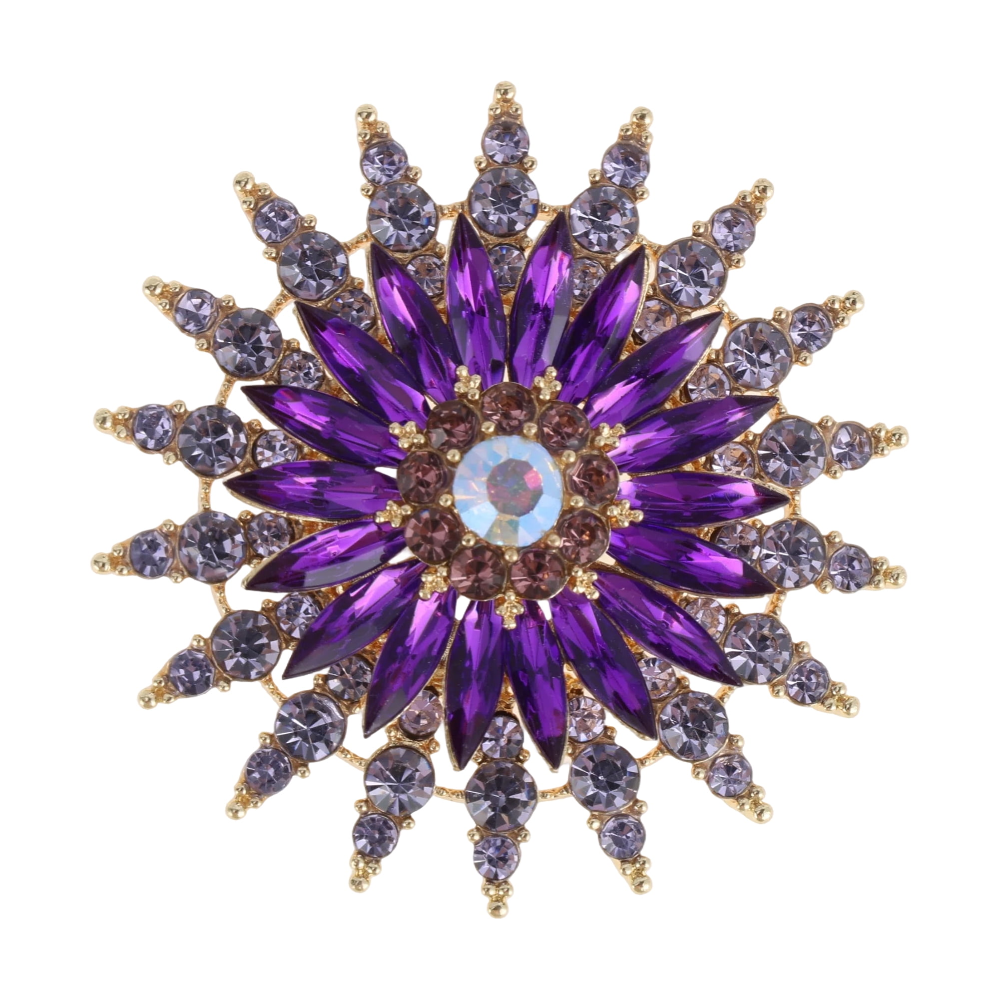 Unique Bargains Sunflower Rhinestone Brooch for Fashionable Accessories and Outfits Purple