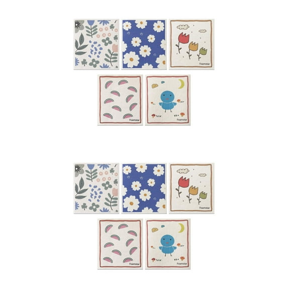 Unique Bargains Super Absorbent Kitchen Dish Towels Reusable Kitchen Towels Multi 7" x 8"