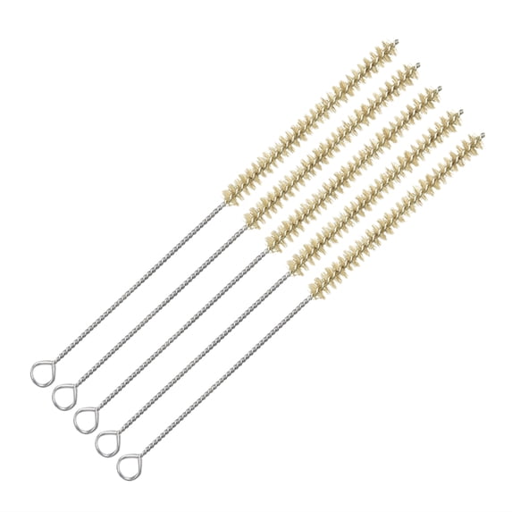 Unique Bargains Synthetic Bristle 5pcs 10mm Dia Twist Handle Bristle Test Tube Tubing Cleaning Brush