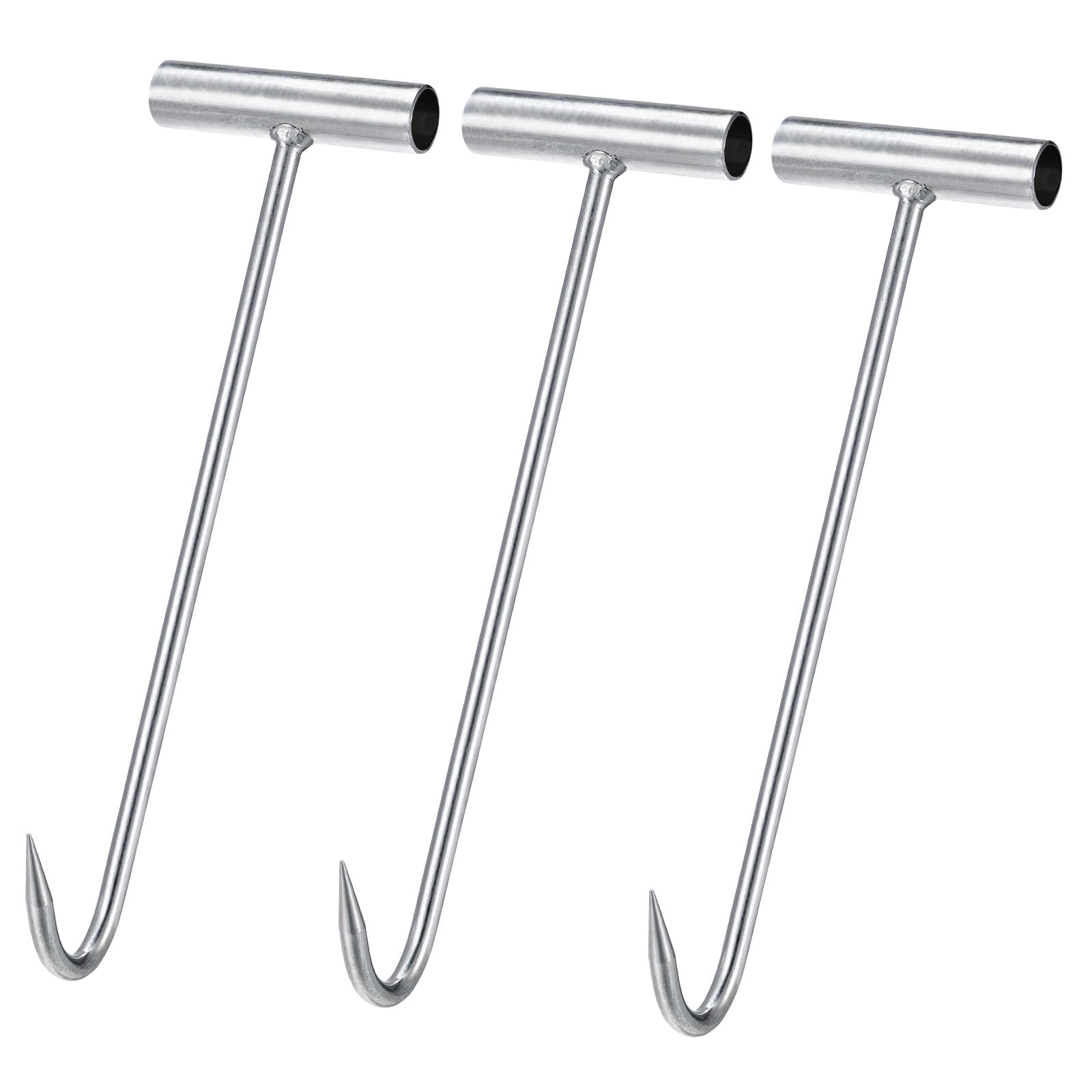 Unique Bargains T-Handle Meat Boning Hook Galvanized T Hook for Restaurant 300mm 3Pcs