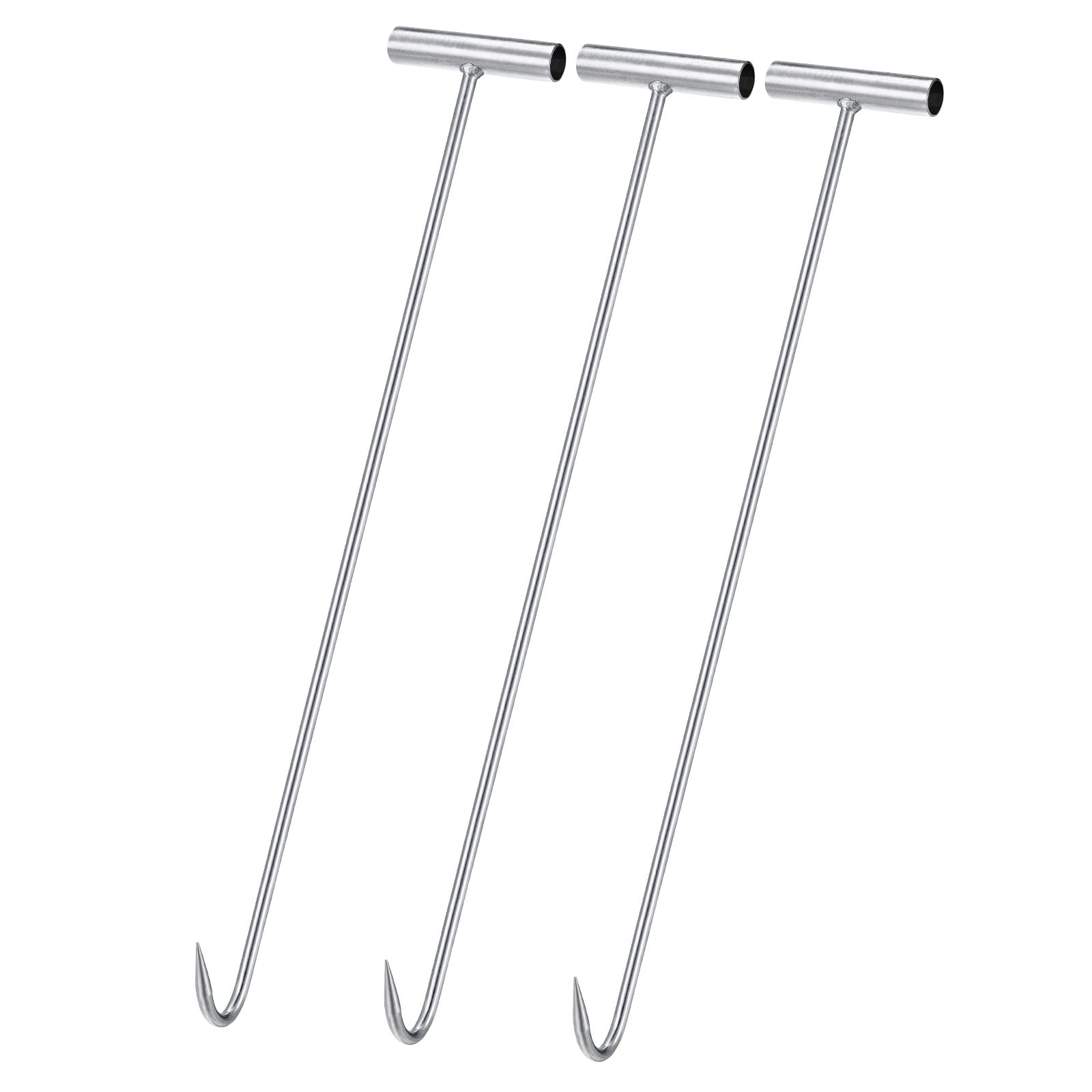Unique Bargains T-Handle Meat Boning Hook Galvanized T Hook for Restaurant 600mm 3Pcs