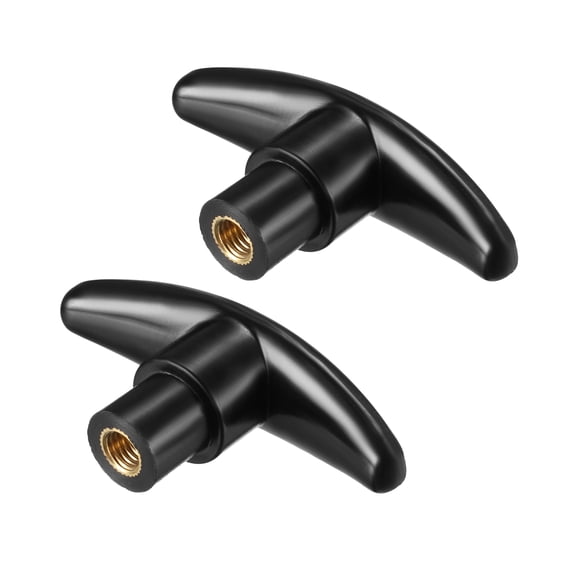 Unique Bargains T Knob Drawer Furniture Handle M8 Diameter Metal Insert Female Threaded Black 2Pcs