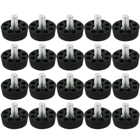 Unique Bargains Table Chair 8 Holes Base Adjustable Leveling Foot Black M8 x 10mm Thread 20pcs