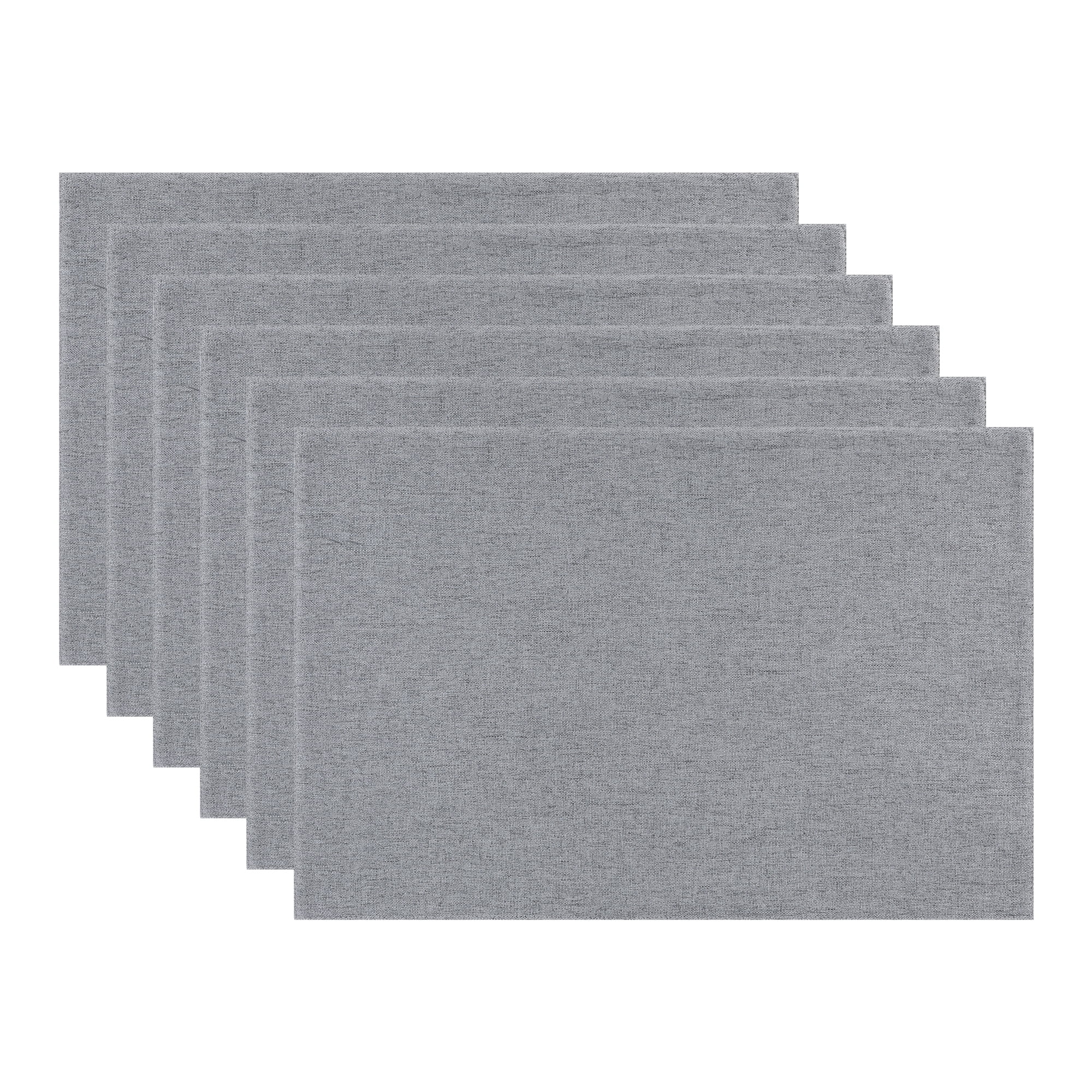 Unique Bargains Table Placemats 6 Pcs Polyester Placemats for Dining Table Decor Gray 18"x12"