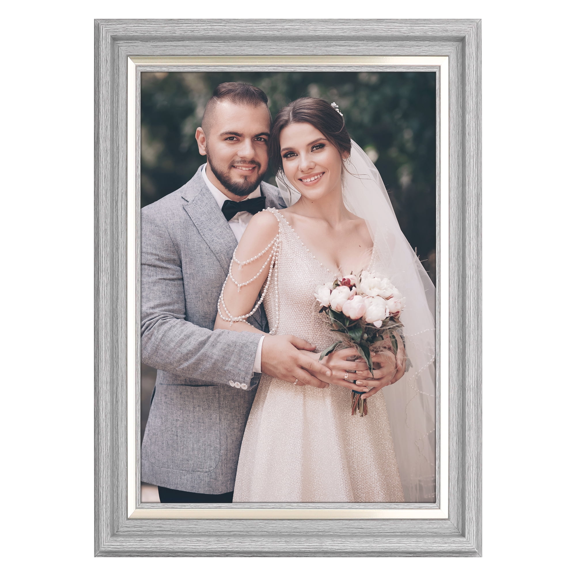 Unique Bargains Tabletop Picture Frame for Photo Modern Poster Frame Grey 5x7