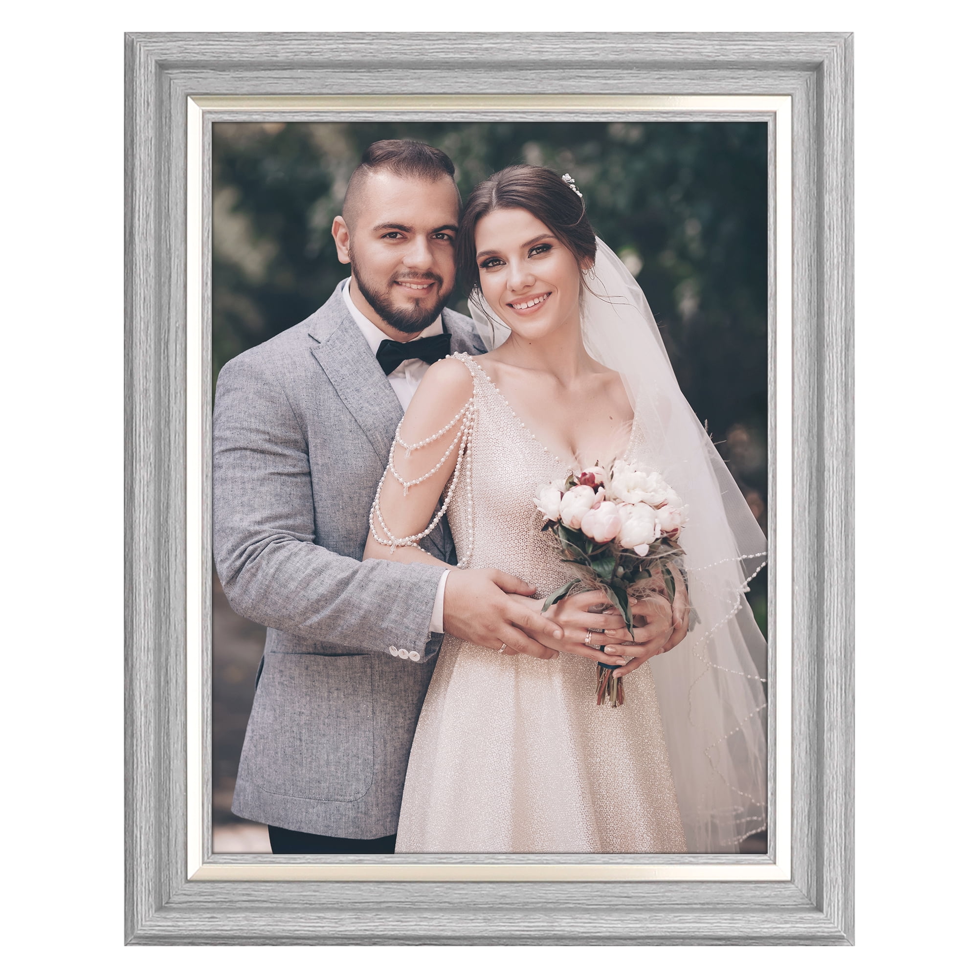 Unique Bargains Tabletop Picture Frame for Photo Modern Poster Frame Grey 8x10