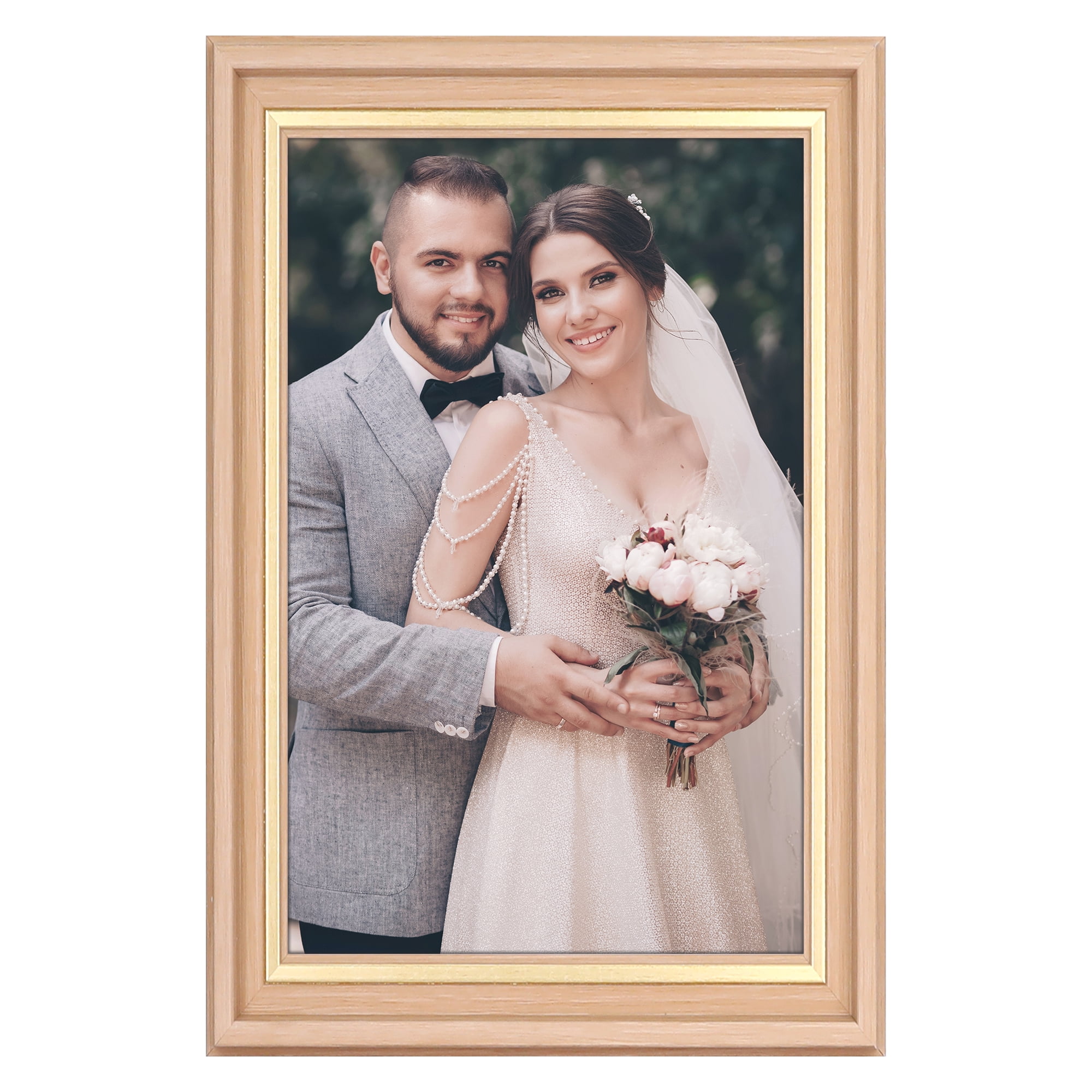 Unique Bargains Tabletop Picture Frame for Photo Modern Poster Frame Wood Grain Color 4x6