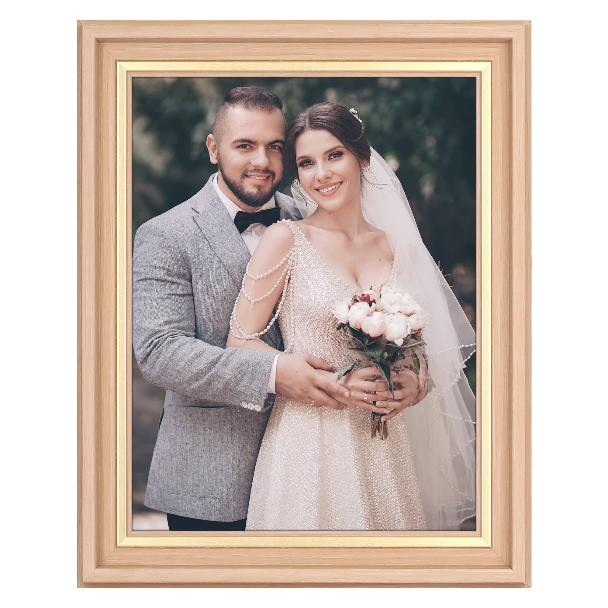 Unique Bargains Tabletop Picture Frame for Photo Modern Poster Frame Wood Grain Color 8x10