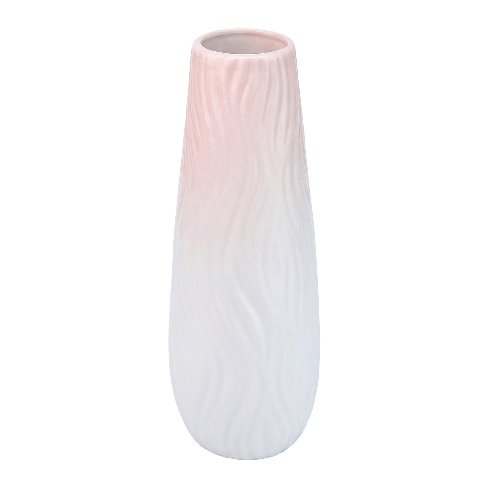 Unique Bargains Tall Ceramic Pleated Geometric Centerpieces White 3.7"L x 3.7"W x 9.8"H