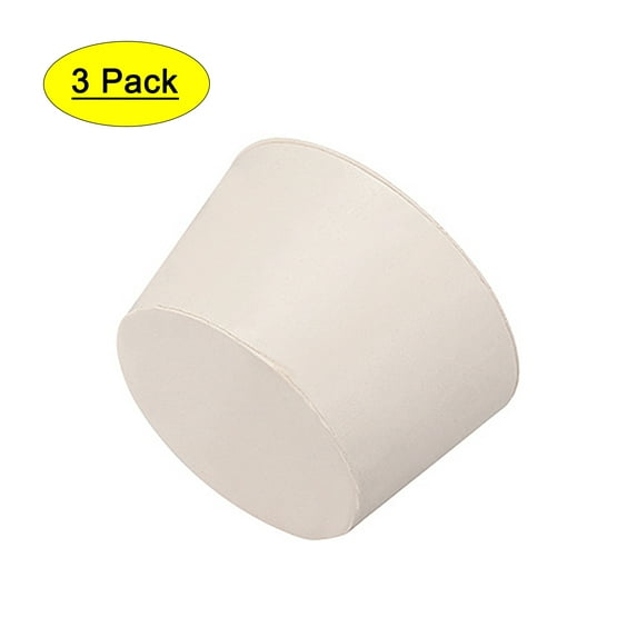 Unique Bargains Tapered Shaped Solid Rubber Stopper for Lab Tube Stopper 1.81" x 2.2" x 1.34" White 3Pcs