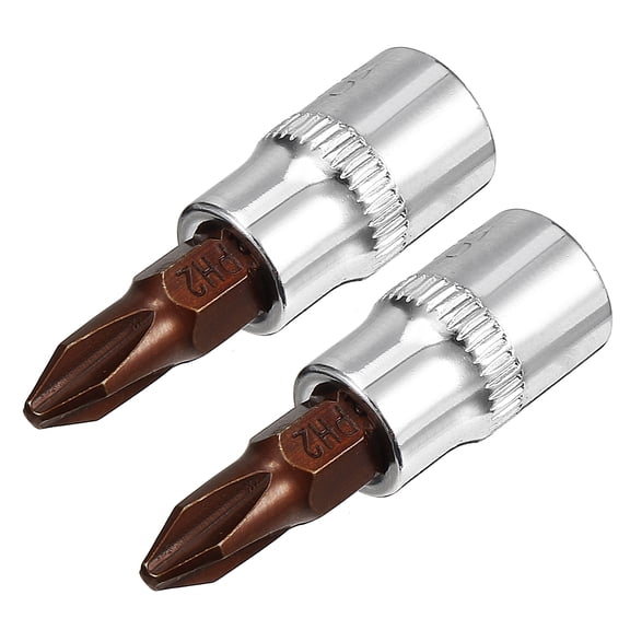 Unique Bargains Tasharina 2Pcs 1/4 inch Drive PH2 Phillips Bit Socket, S2 Steel