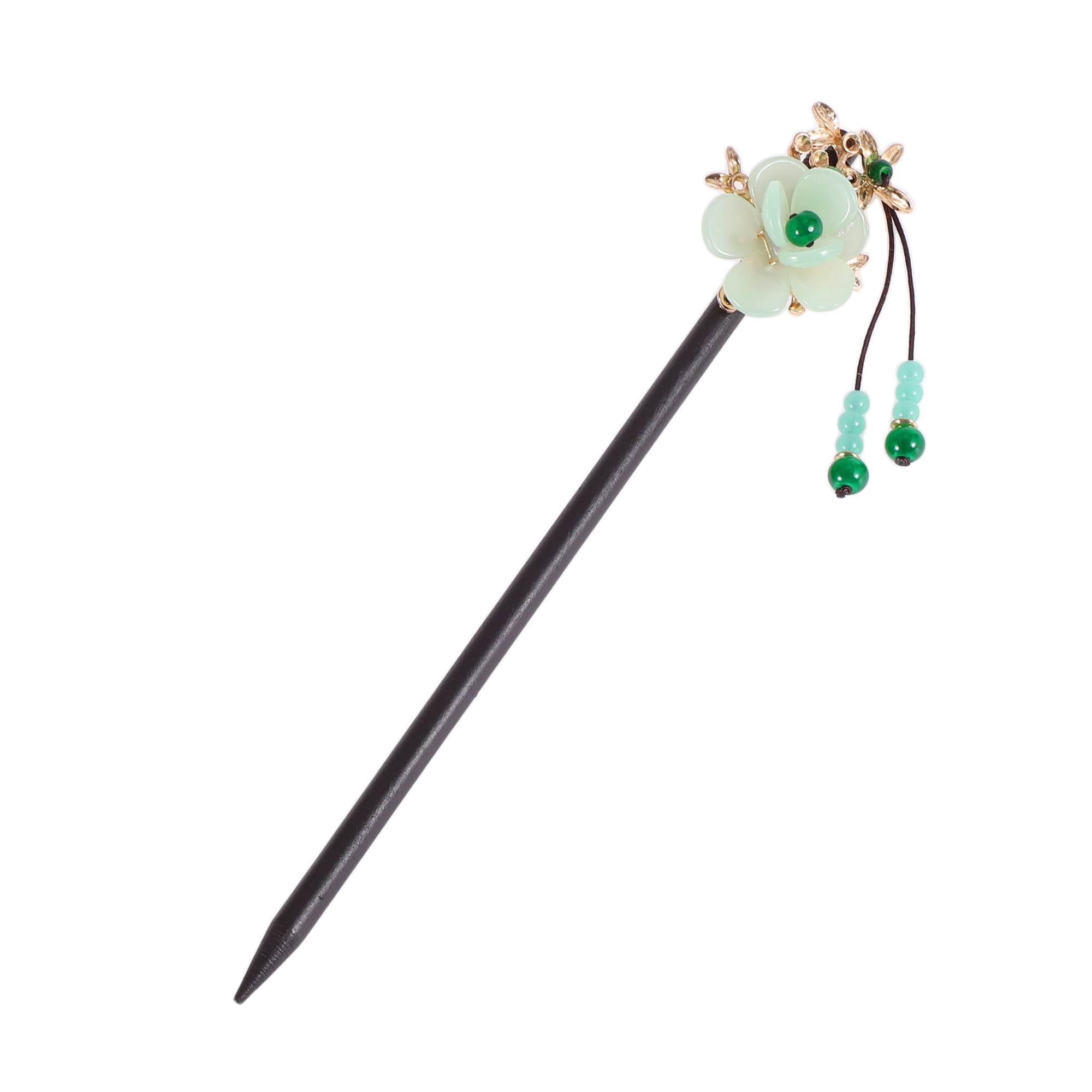 Unique Bargains Tassel Hair Chopstick for Women Black Green 1 Pc