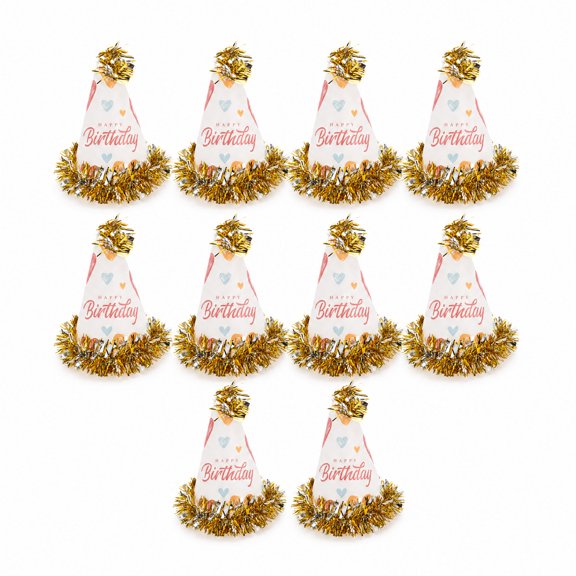 Unique Bargains Tassel Party Hats Set of 10 for Celebrations Gold/Silver