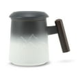 thumbnail image 1 of Unique Bargains Tea Cup with Infuser 13.5oz Ceramic Tea Infuser Mug with Wood Handle and Cup Lid Tea Strainer Cup for Loose Leaf Steeping Black&White, 1 of 7