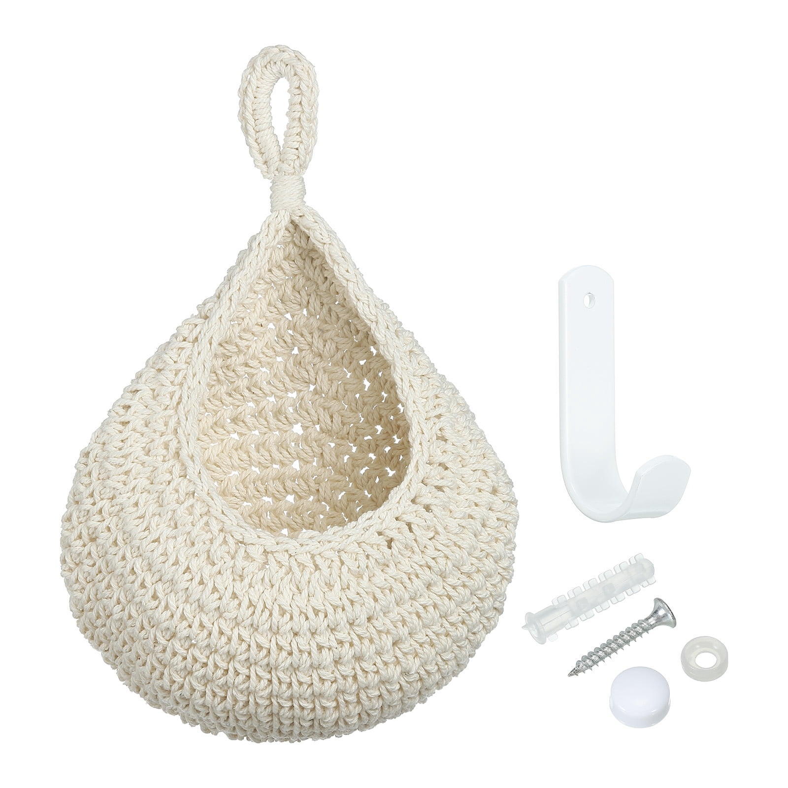 Unique Bargains Teardrop Home Decor Storage Wall Hanging Basket for Vegetable Beige Medium
