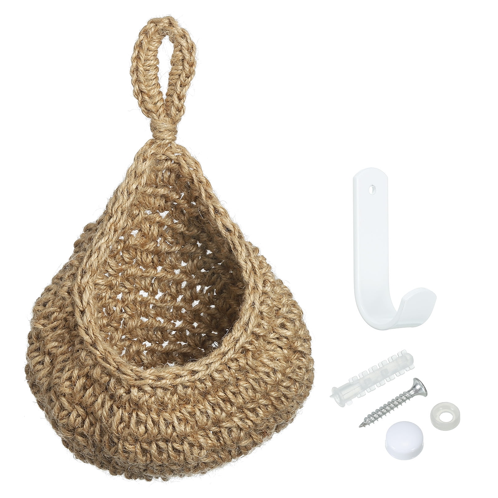 Unique Bargains Teardrop Home Decor Storage Wall Hanging Basket for Vegetable Brown Medium
