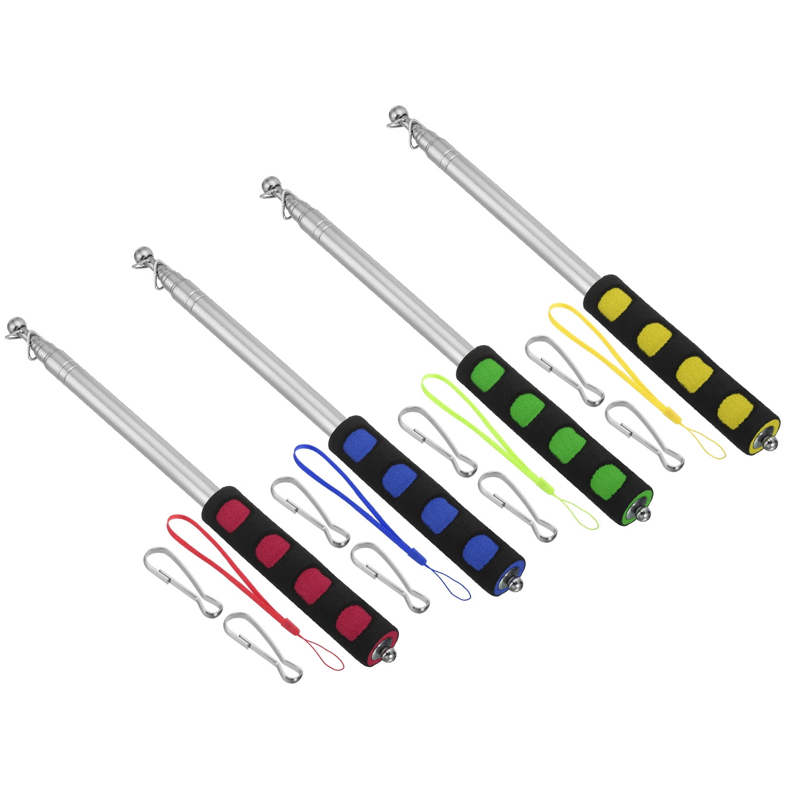 Unique Bargains Telescopic Handheld Flagpoles Pointer Stick with Sponge Handle 2M/6.5ft