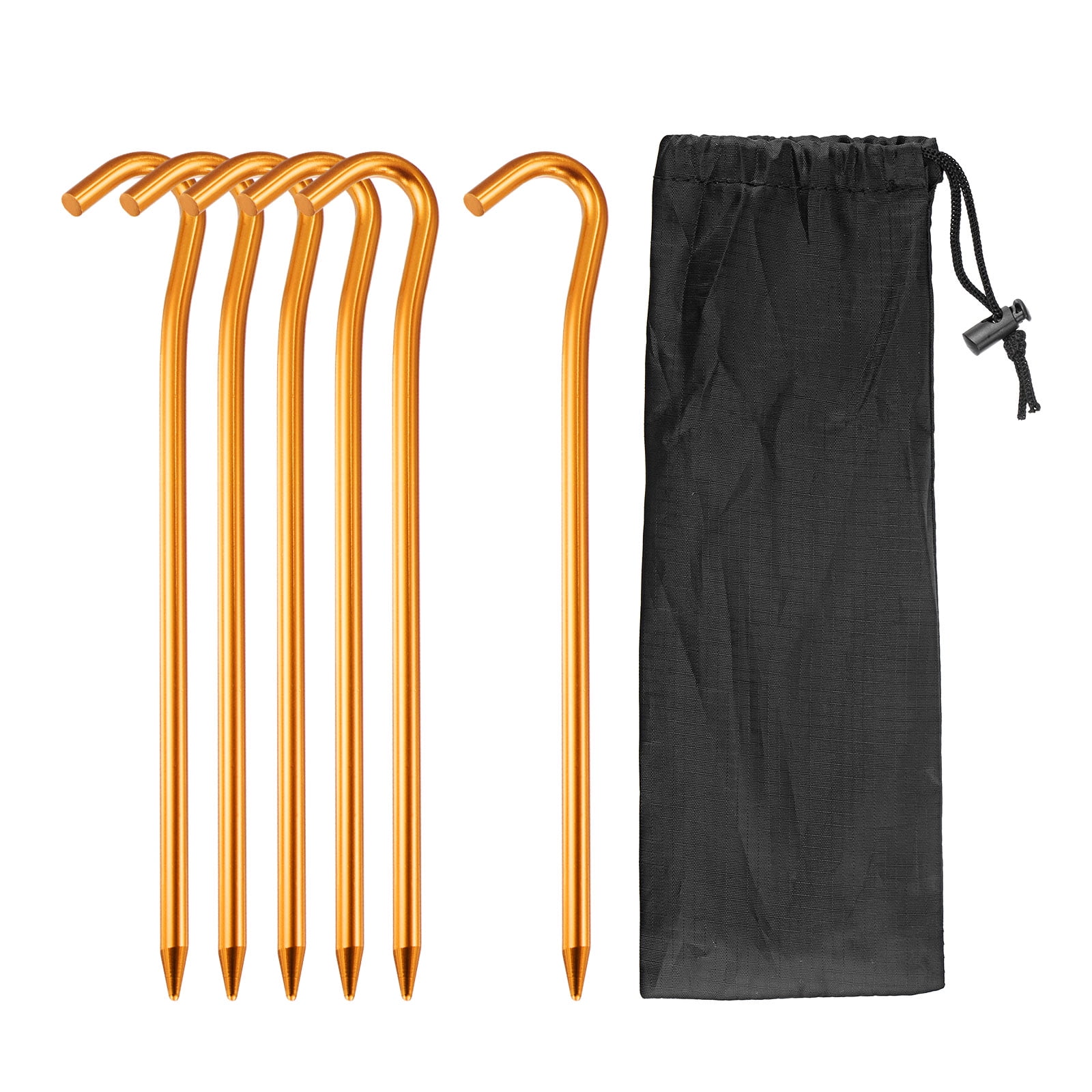 Unique Bargains Tent Stake Aluminum with Hook Kit for Outdoor Camping Canopy Tarp Gold