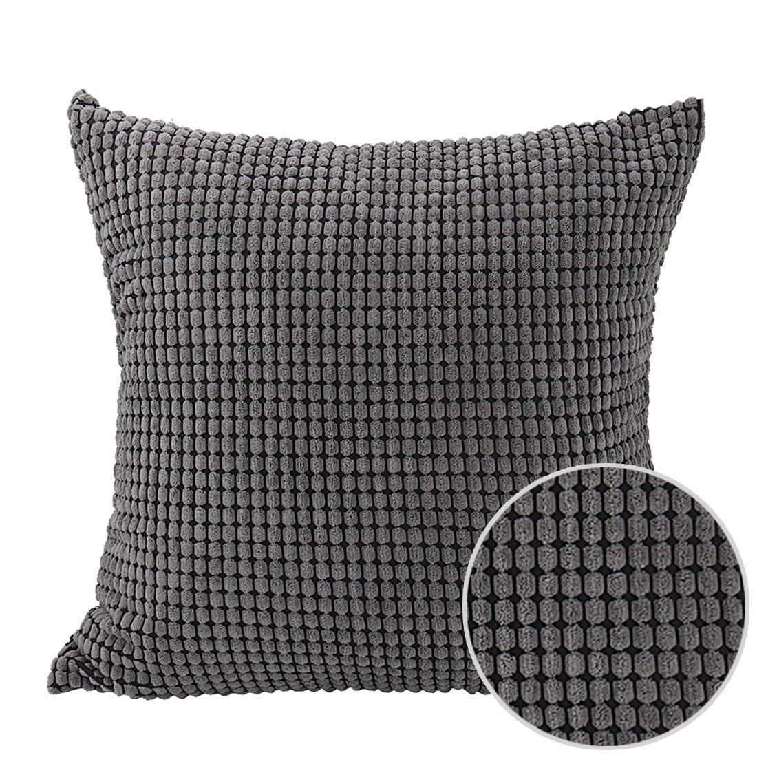 Unique Bargains Texture Solid Decorative Throw Pillow Cover Dark Grey 12" x 18"