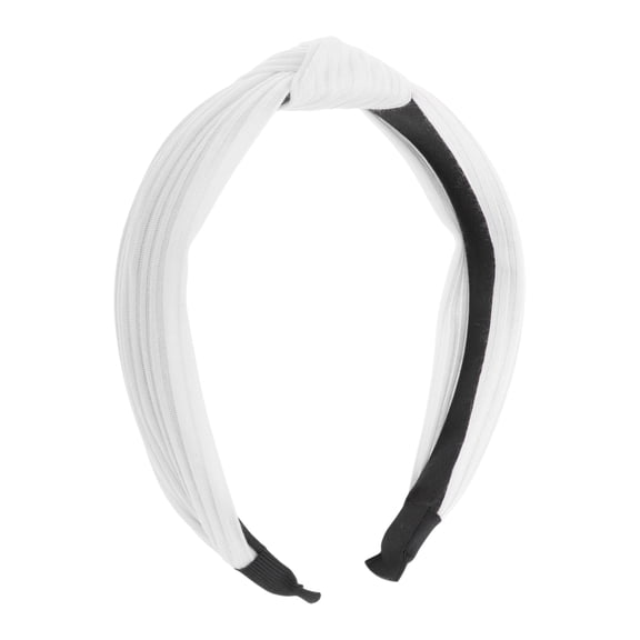 Unique Bargains Textured Cotton Knot Headband Soft Hairband 1.3 Inch Wide White