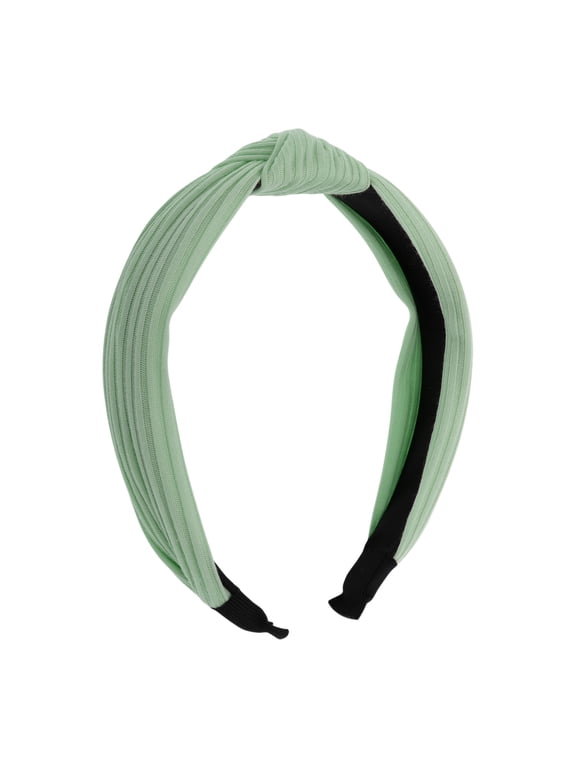 Textured Cotton Knot Headband Soft Hairband for Women 1.3 Inch Height Green