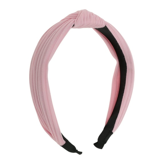 Unique Bargains Textured Cotton Knot Headband Soft Hairband for Women 1.3 Inch Height Light Pink