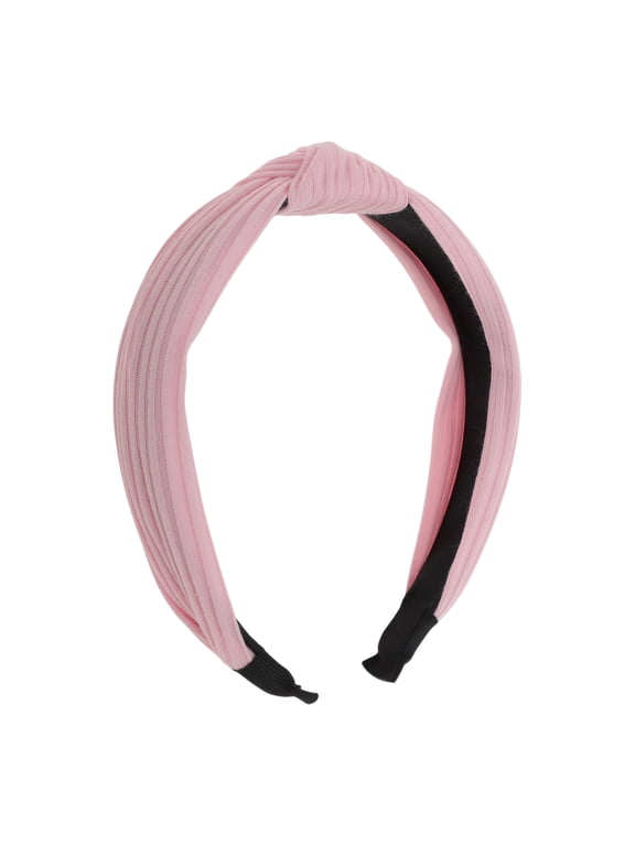 Textured Cotton Knot Headband Soft Hairband for Women 1.3 Inch Height Light Pink