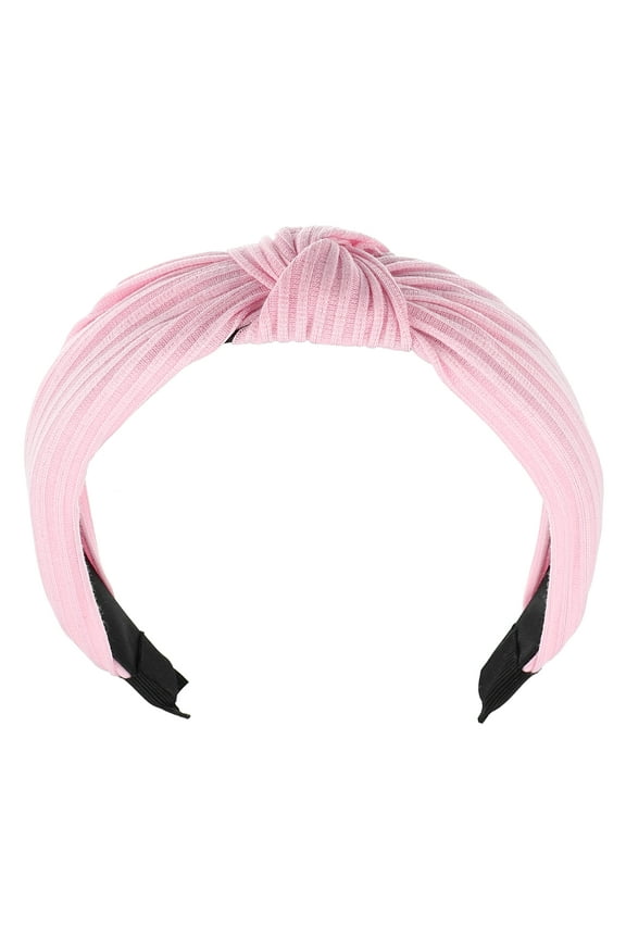 1pcs Textured Cotton Knot Headband Soft Hairband for Women 1.3 Inch Wide Pink