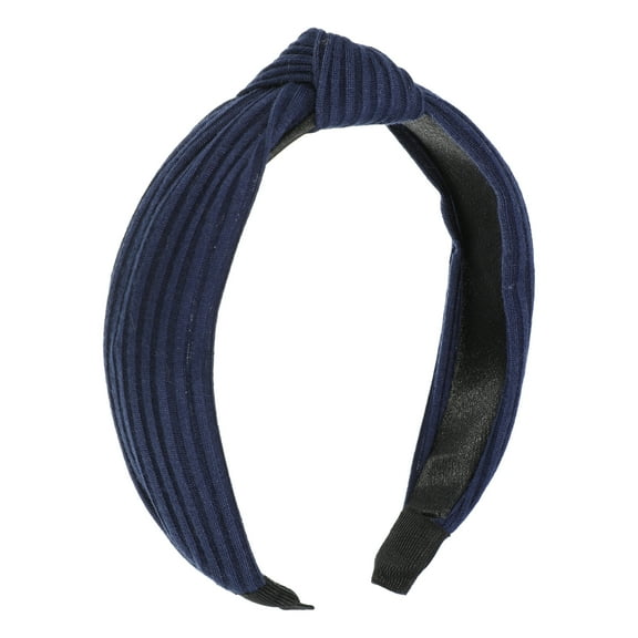 Unique Bargains Textured Cotton Knot Headband Soft Hairband for Women 1.3 Inch Wide Navy Blue